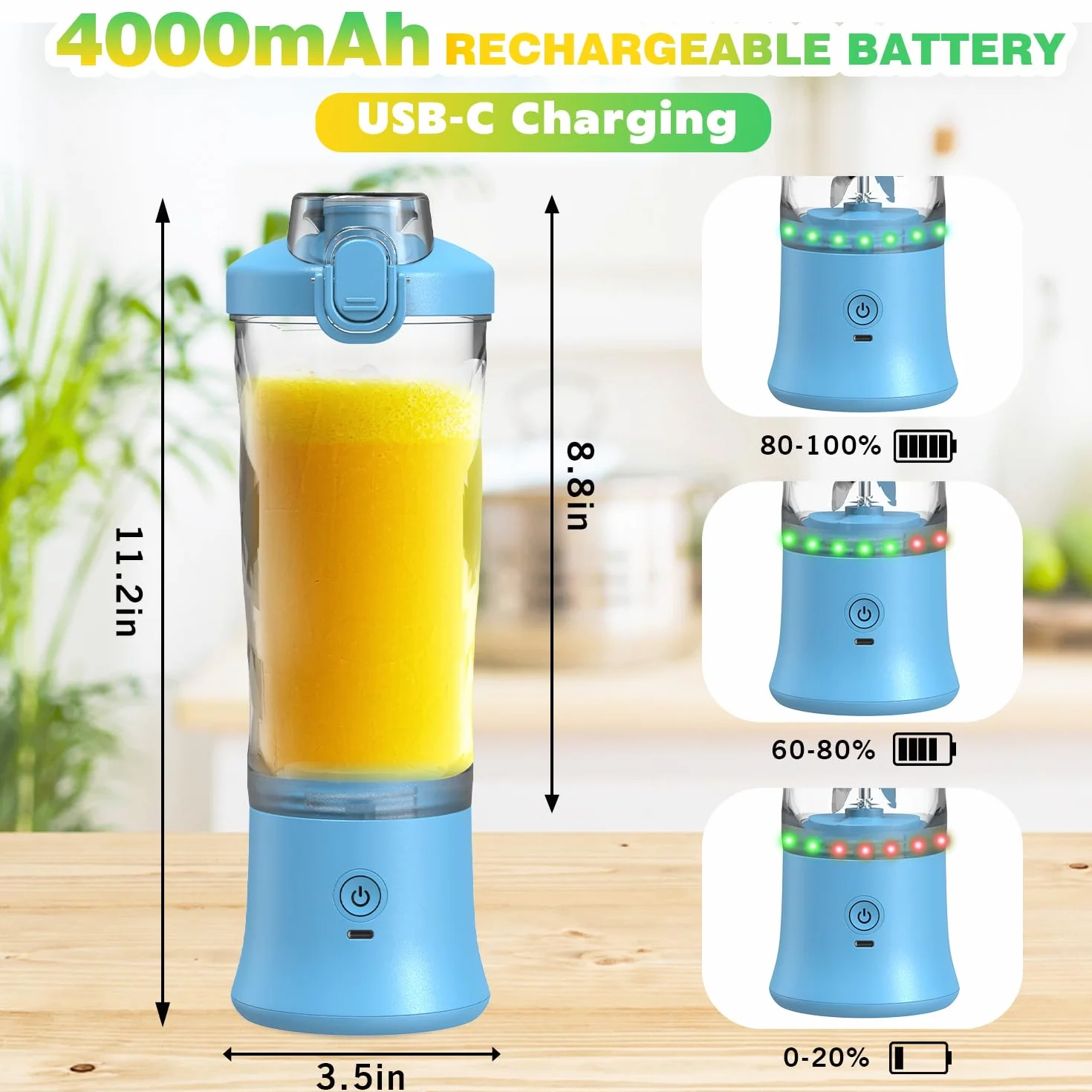 Przenośny blender osobista sokowirówka z izolowanym rękawem do koktajli i smoothie, 600 ml, mini blender z pokrywką podróżną, ładowany przez USB, elektryczny shaker proteinowy do kuchni, podróży