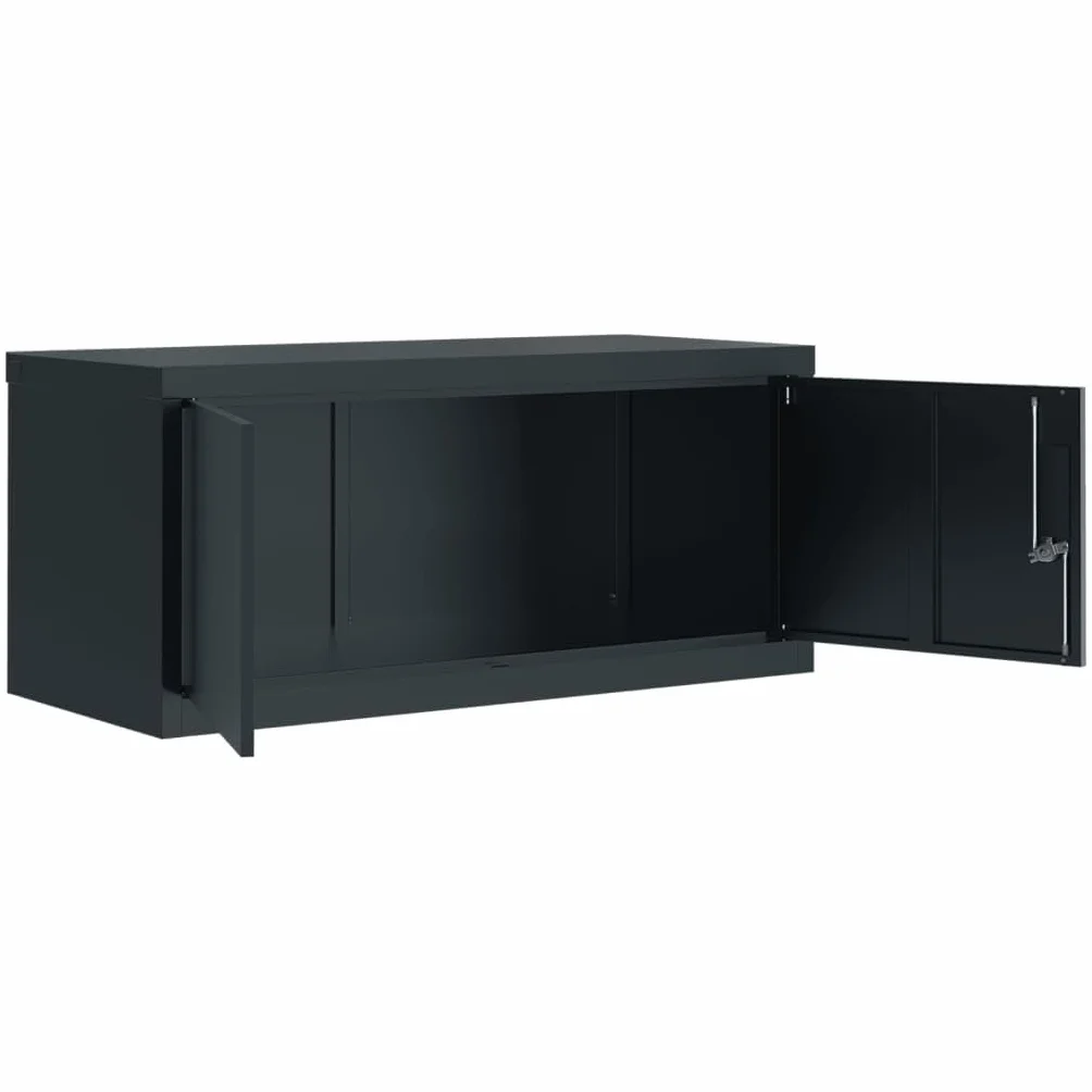Szafa na akta, antracytowa, ze stali malowanej proszkowo, 90 x 40 x 180 cm, z 3 wkładanymi półkami, zamykana, do biura, warsztatu, magazynu i gospodarstwa domowego do bezpiecznego