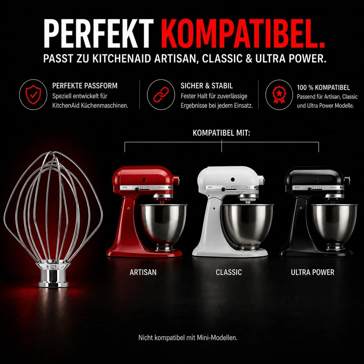 Oryginalna trzepaczka K45WW drut ze stali nierdzewnej do KitchenAid Artisan, seria Classic