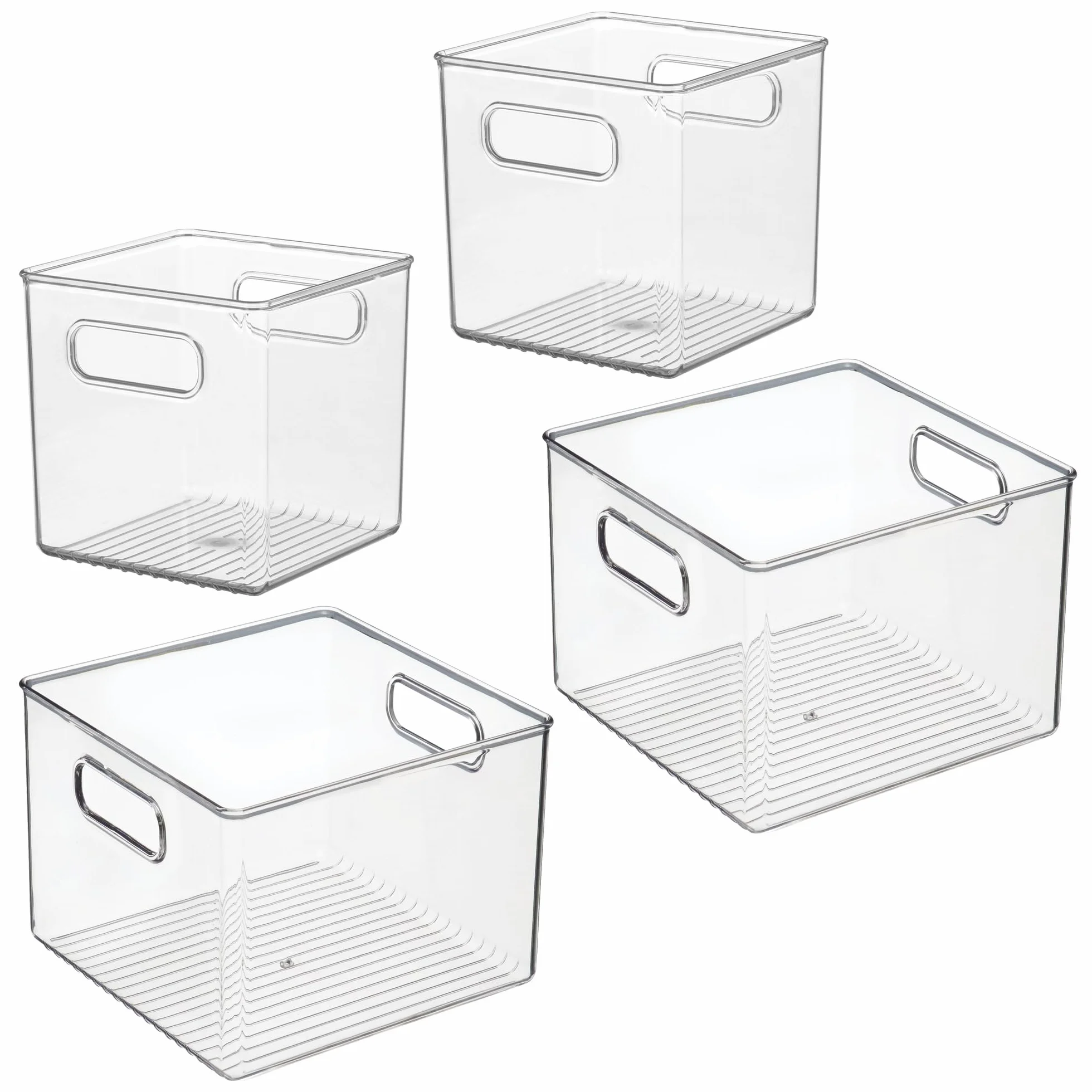 iDesign 4-częściowy zestaw organizerów do lodówek z tworzywa sztucznego pochodzącego z recyklingu, wyprodukowano w USA, wszechstronny design, idealny do zamrażarki, lodówki, spiżarni i szafek – zestaw