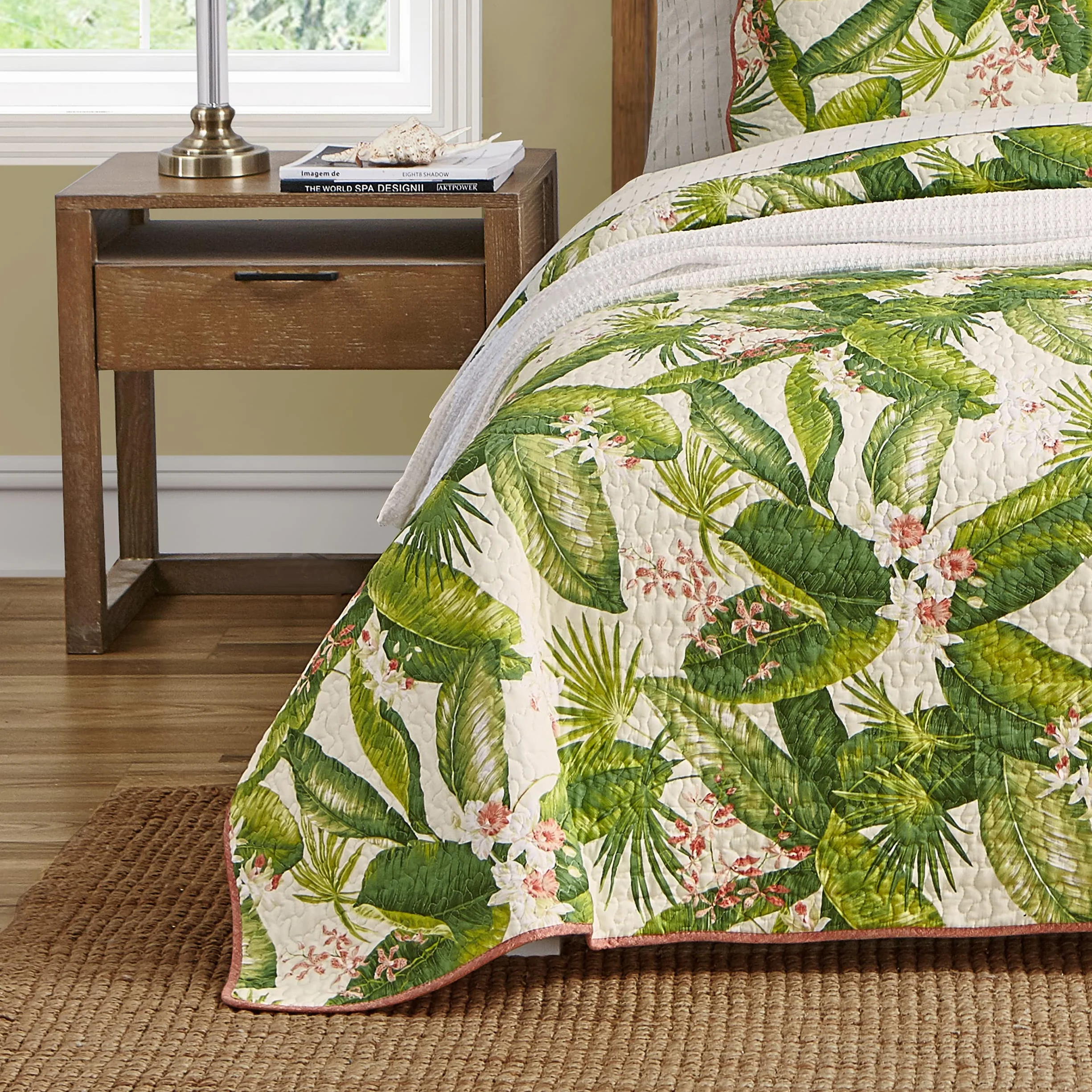 Tommy Bahama Zestaw kołdry Queen bawełna ecru dwustronna oddychająca pościel z poszewkami