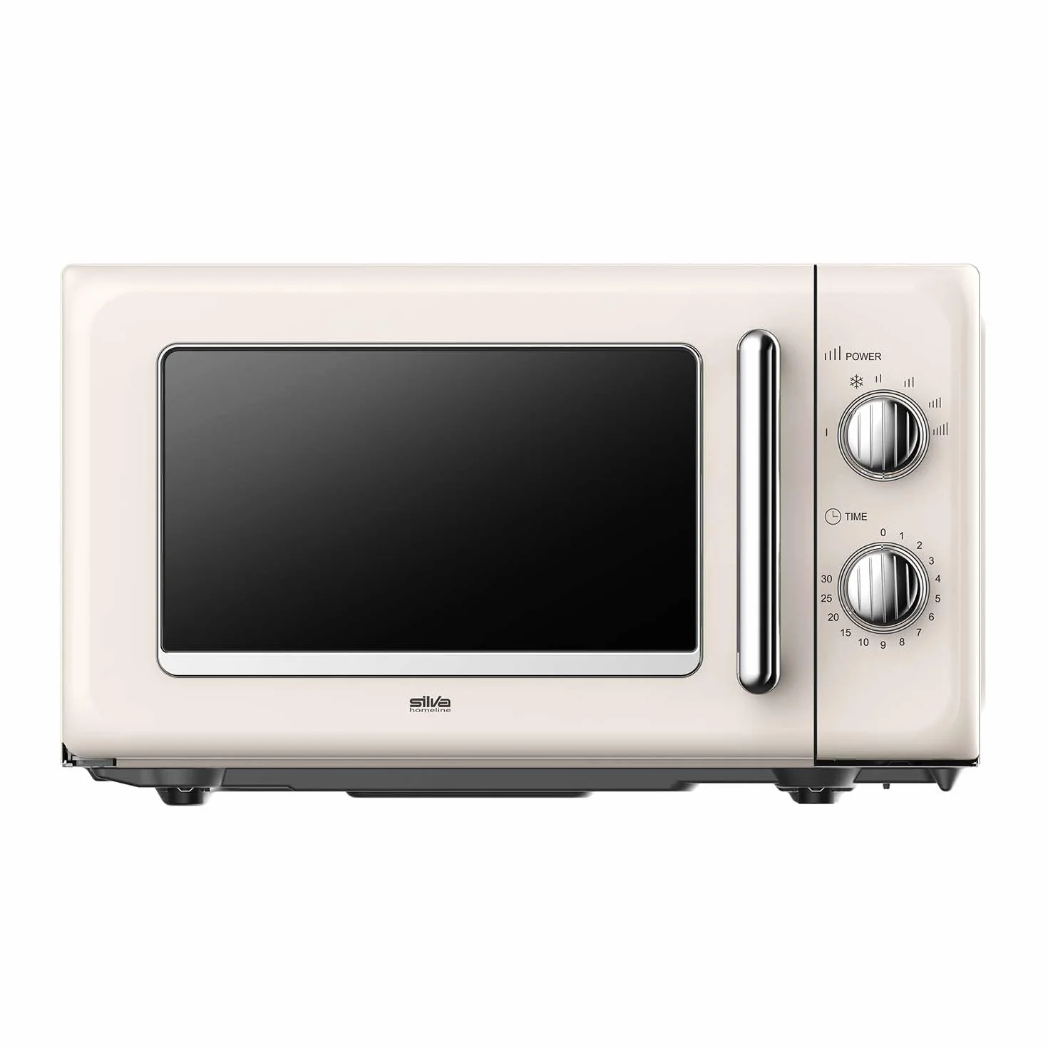 Silva Schneider MW-R 25.3 Retro kuchenka mikrofalowa 20 l, 700 W, 6 poziomów mocy, timer, chromowane przyciski i uchwyt, sygnał końcowy – kolor beżowy