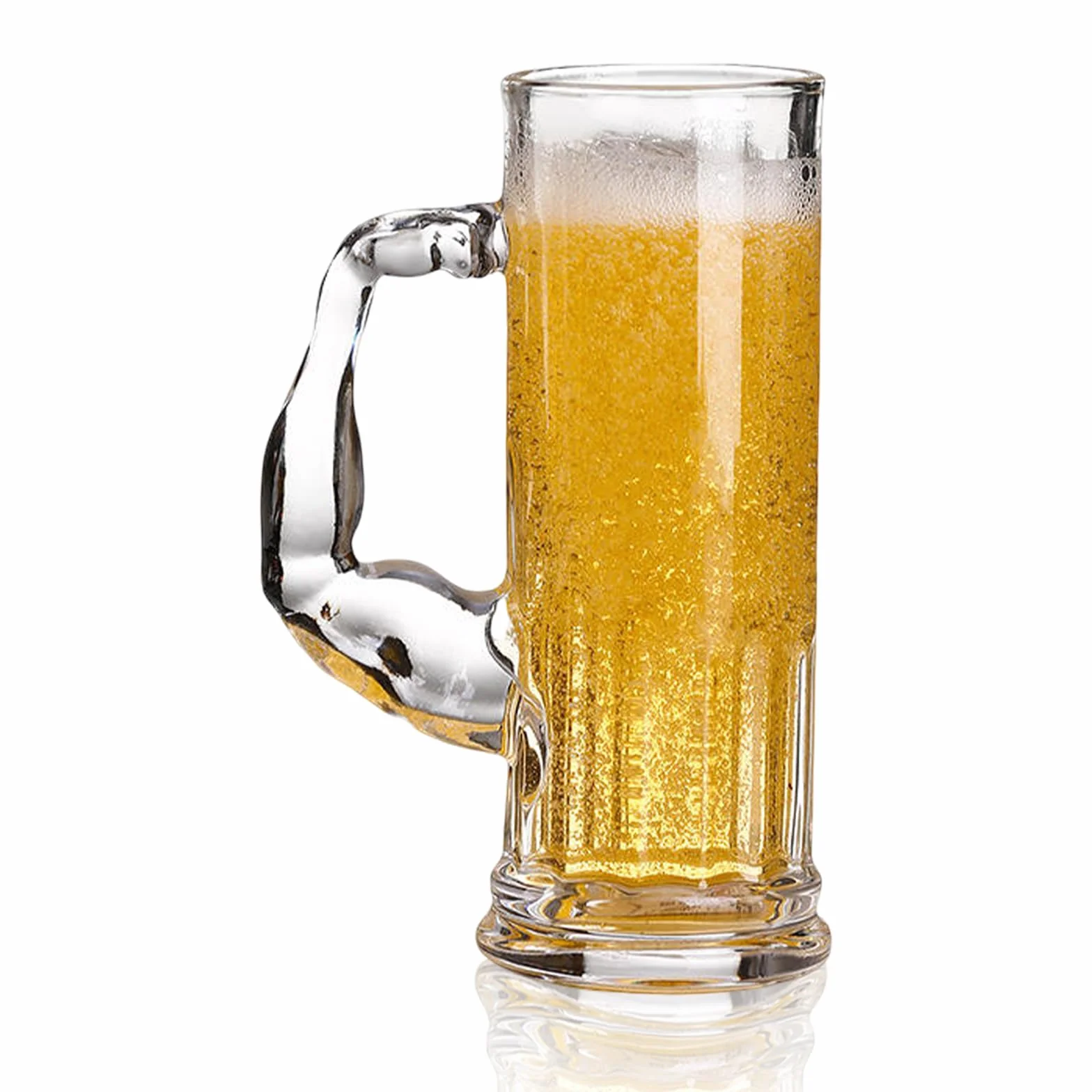 Szklany kufel do piwa z uchwytem na ramię mięśni, kufel do piwa z uchwytem, styl vintage, 570 ml