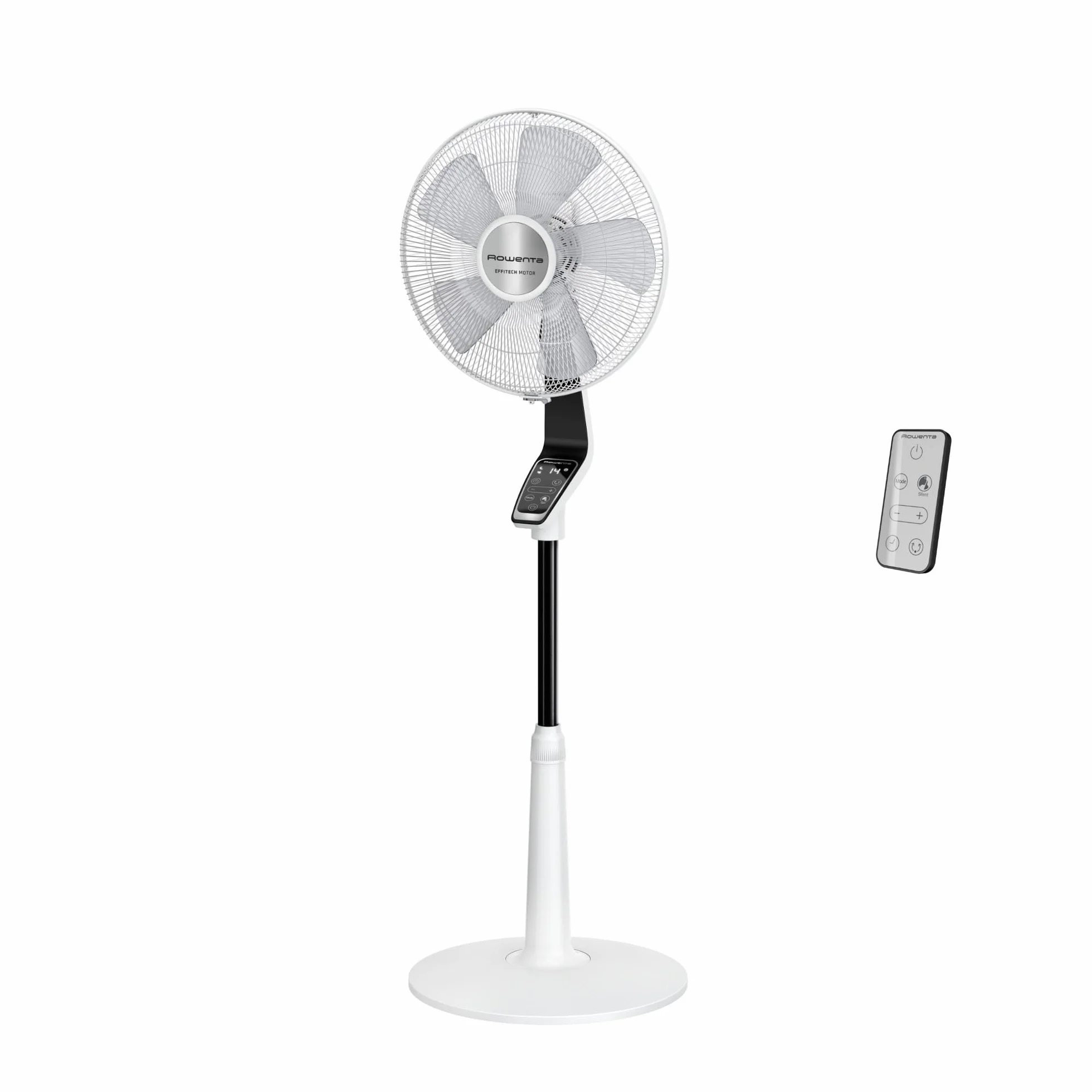 Rowenta Turbo Silence Extreme wentylator stojący 32 dB Silent Night 14 prędkości cyfrowy wyświetlacz LED timer pilot biały VU5690F0