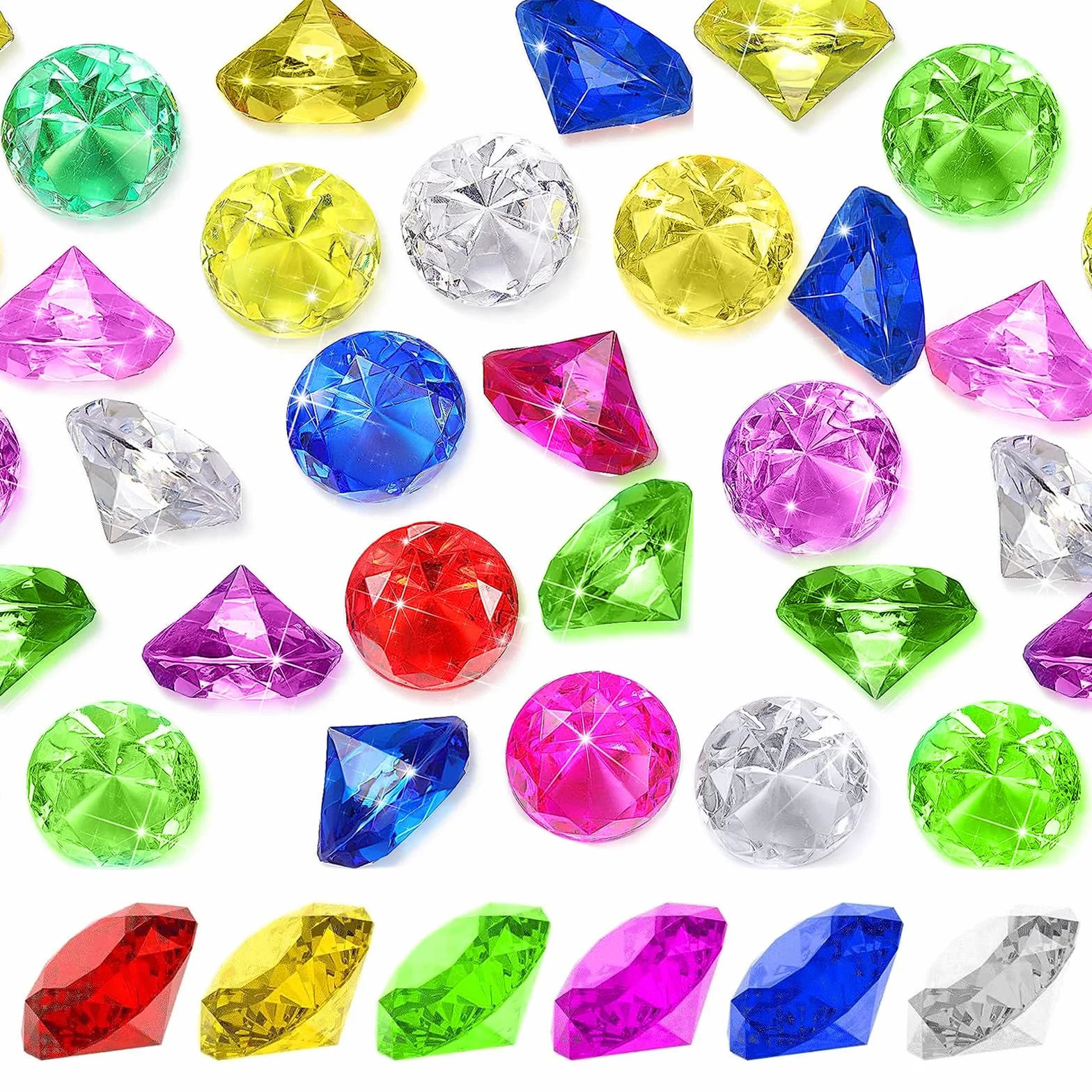 100 sztuk diamentów dla dzieci, 20 mm, kolor kamieni szlachetnych dla dzieci, duża zabawa, akrylowe diamenty, kamienie ozdobne do robótek, dekoracja do sypania na ślub, przyjęcie, wypełnienie wazonów
