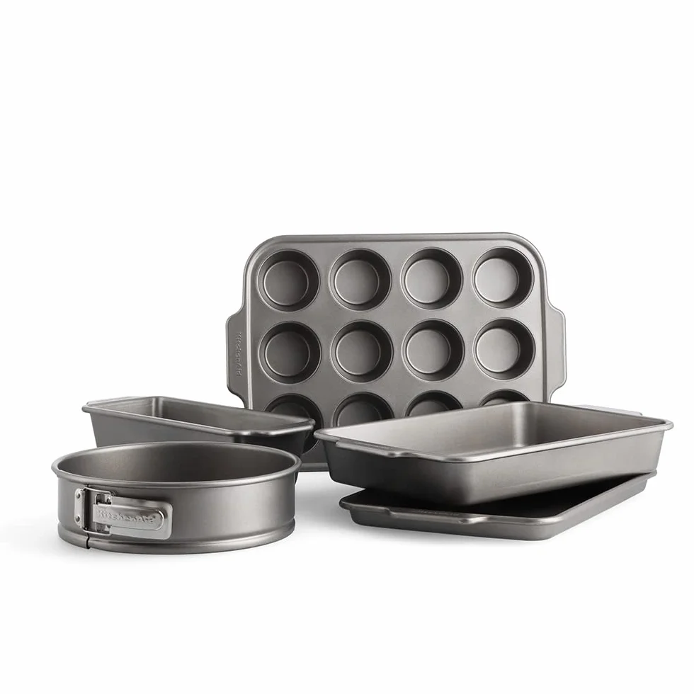 KitchenAid Aluminized Steel 5-częściowy zestaw foremek do pieczenia, powłoka nieprzywierająca bez PFAS, nadaje się do piekarnika, mycia w zmywarce, kolor szary
