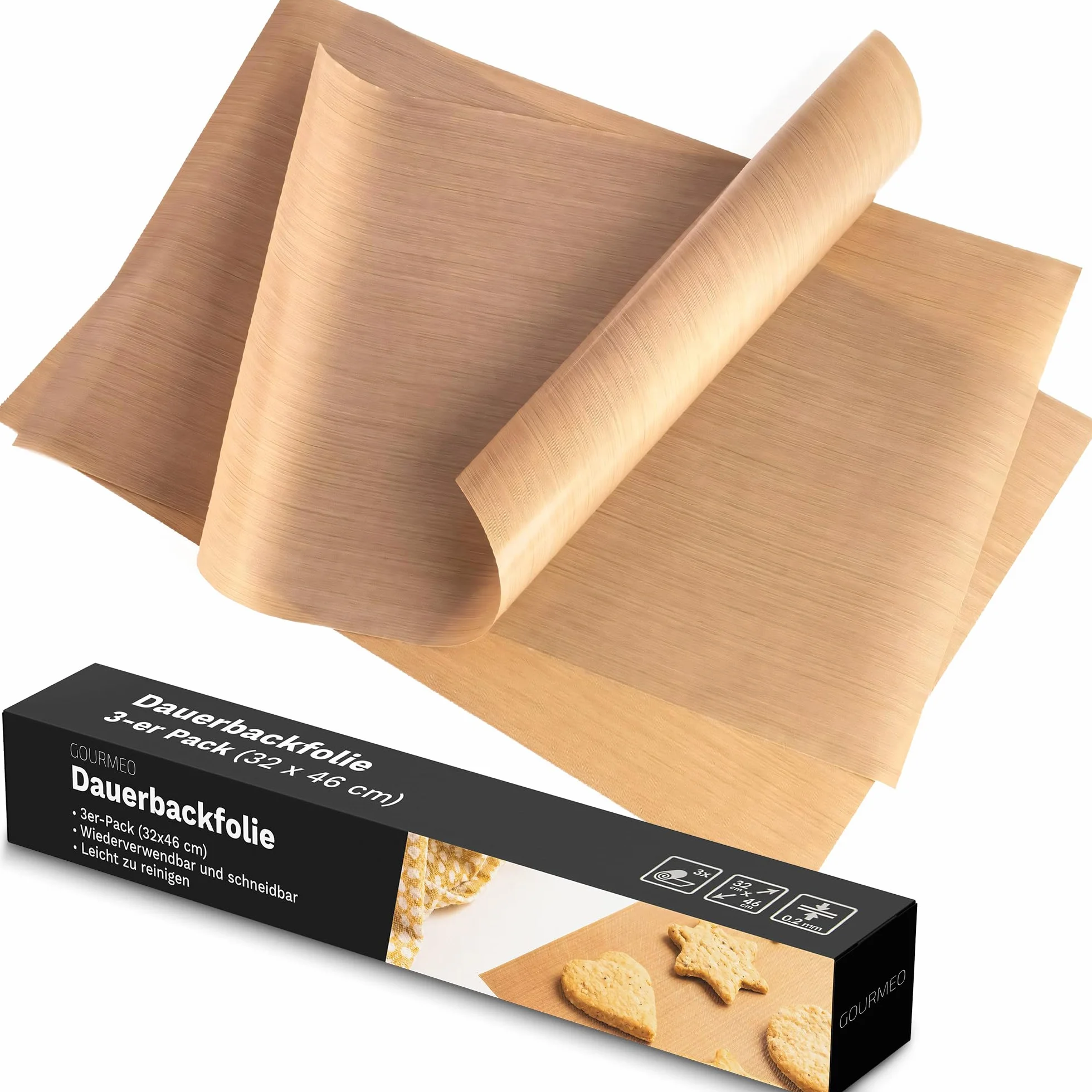 mata do pieczenia, zestaw 3 szt., 32 x 46 cm – mata do pieczenia, możliwość przycięcia i mycia w zmywarce – papier do pieczenia wielokrotnego użytku