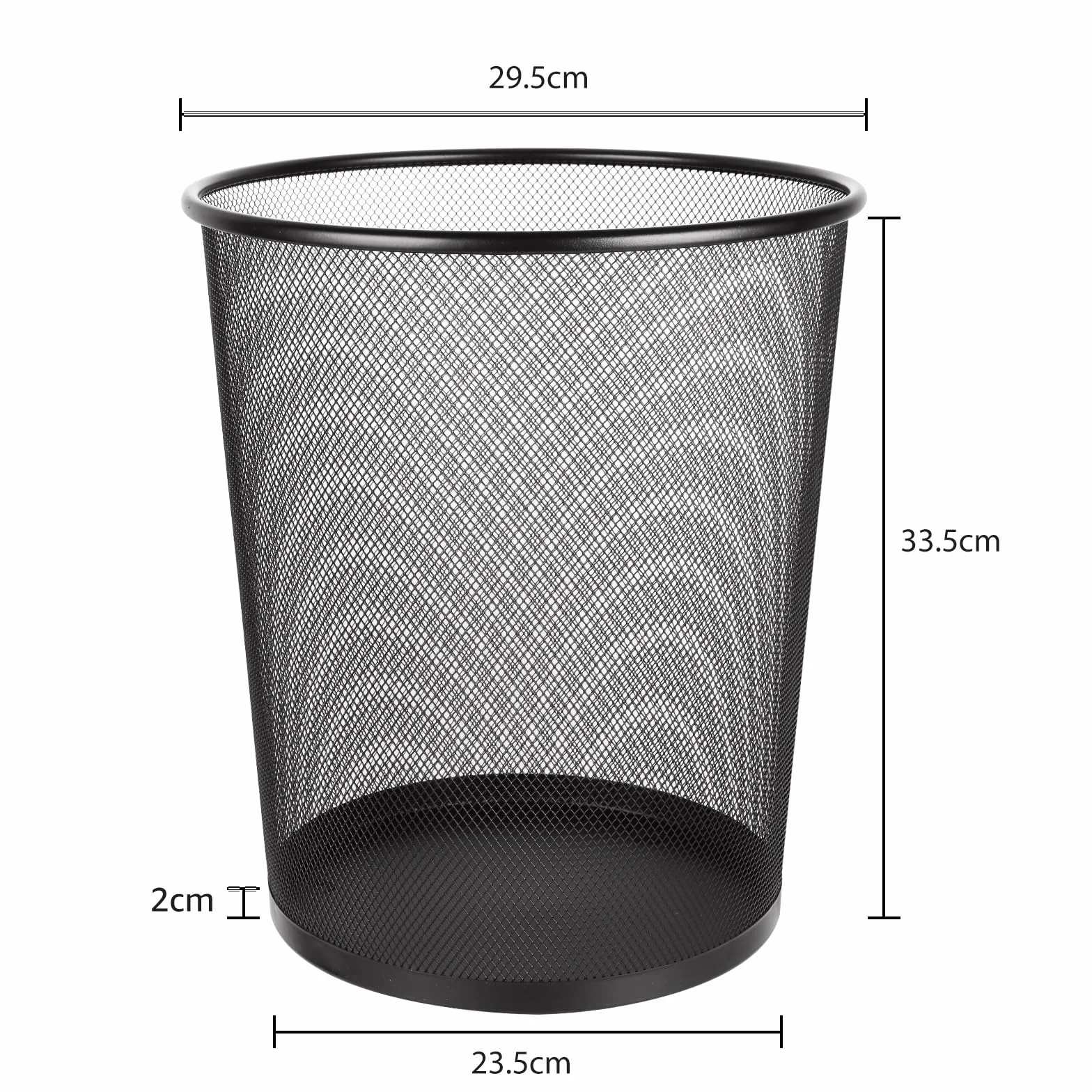 ASelected Duży metalowy kosz na śmieci do sypialni, łazienki, biura, domu, kuchni, 30 l, czarny, okrągły, duży