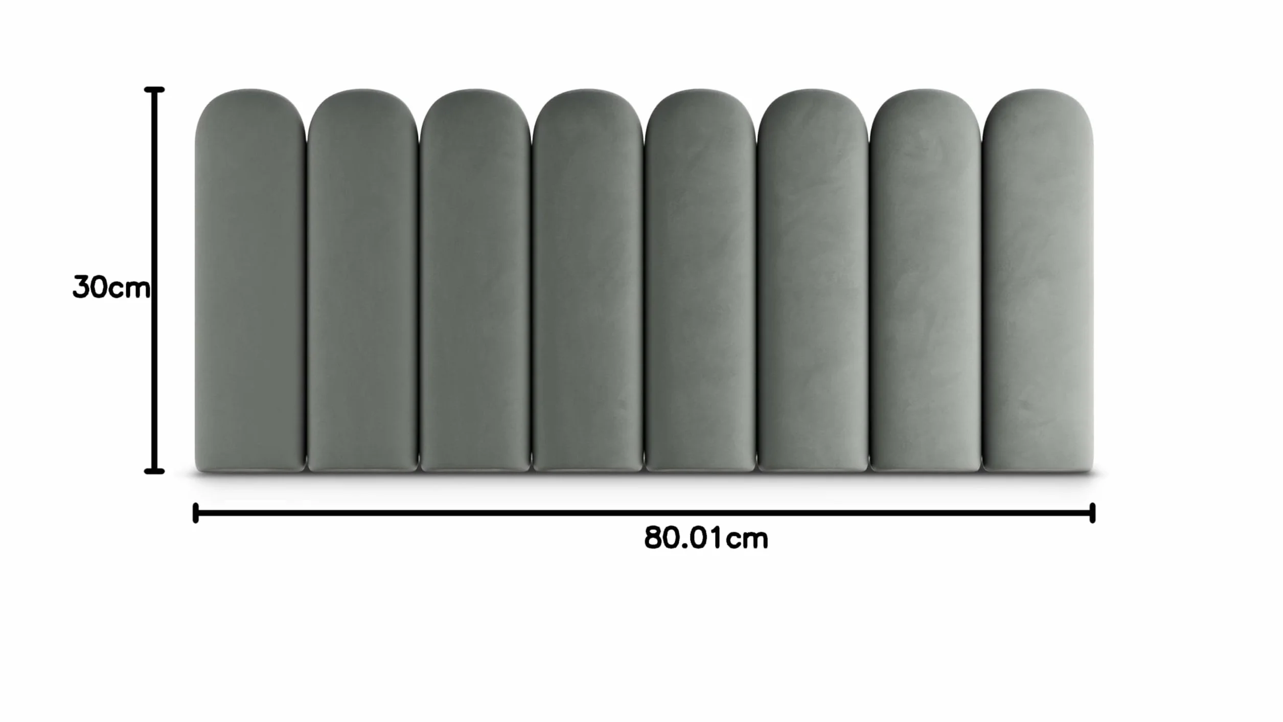 Muralo Aksamitna poduszka ścienna panel tapicerowany 30 cm x 80 cm szara