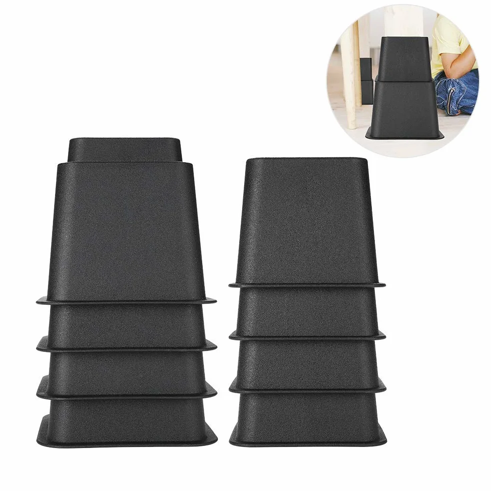 Möbelerhöher Betterhöhung Möbelerhöhung Tischerhöher Elefantenfuß Bed Riser Höhe, Füße verstellbar 8Pcs 4 x 5 "+ 4 x 3", Maximaler Auftrieb von 8 "(Schwarz)