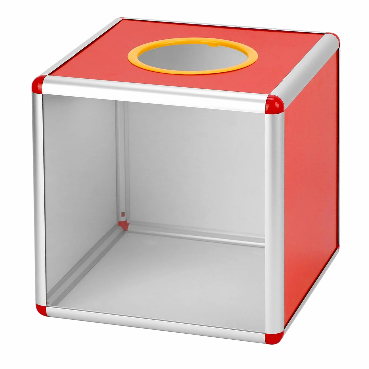 QWORK® Przezroczyste pudełko na loterię, 25 cm, wytrzymała skrzynka do głosowania z aluminiową ramą i panelami akrylowymi, na darowizny, loterie i głosowanie