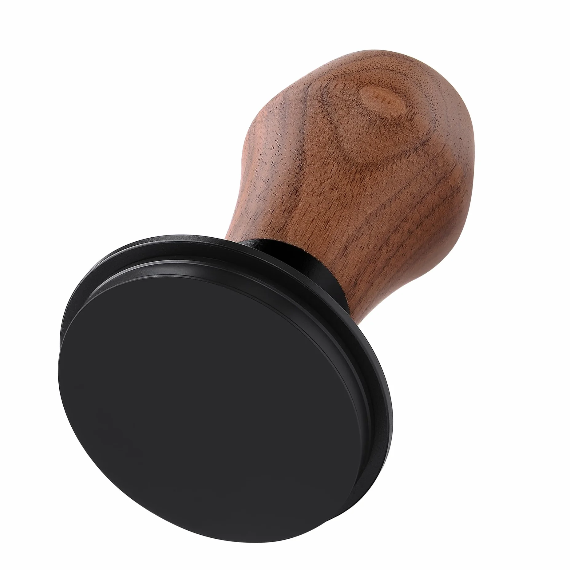 Normcore 58,5 mm tamper do kawy espresso V4, sprężynowy tamper z tytanową powłoką PVD płaska podstawa - 6,8 kg / 11,3 kg / 13,6 kg zapasowe sprężyny, oryginalny uchwyt z orzecha amerykańskiego