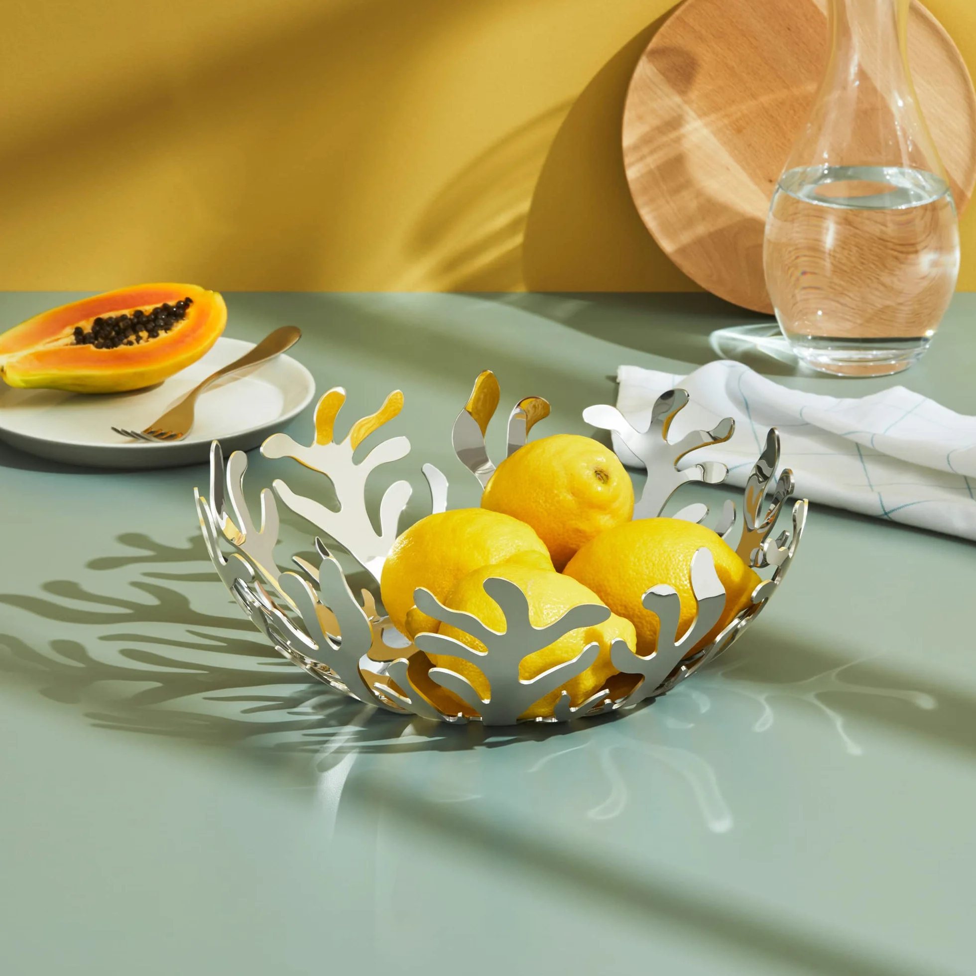 Alessi Mediterraneo miska na owoce ze stali nierdzewnej 29 cm srebrna