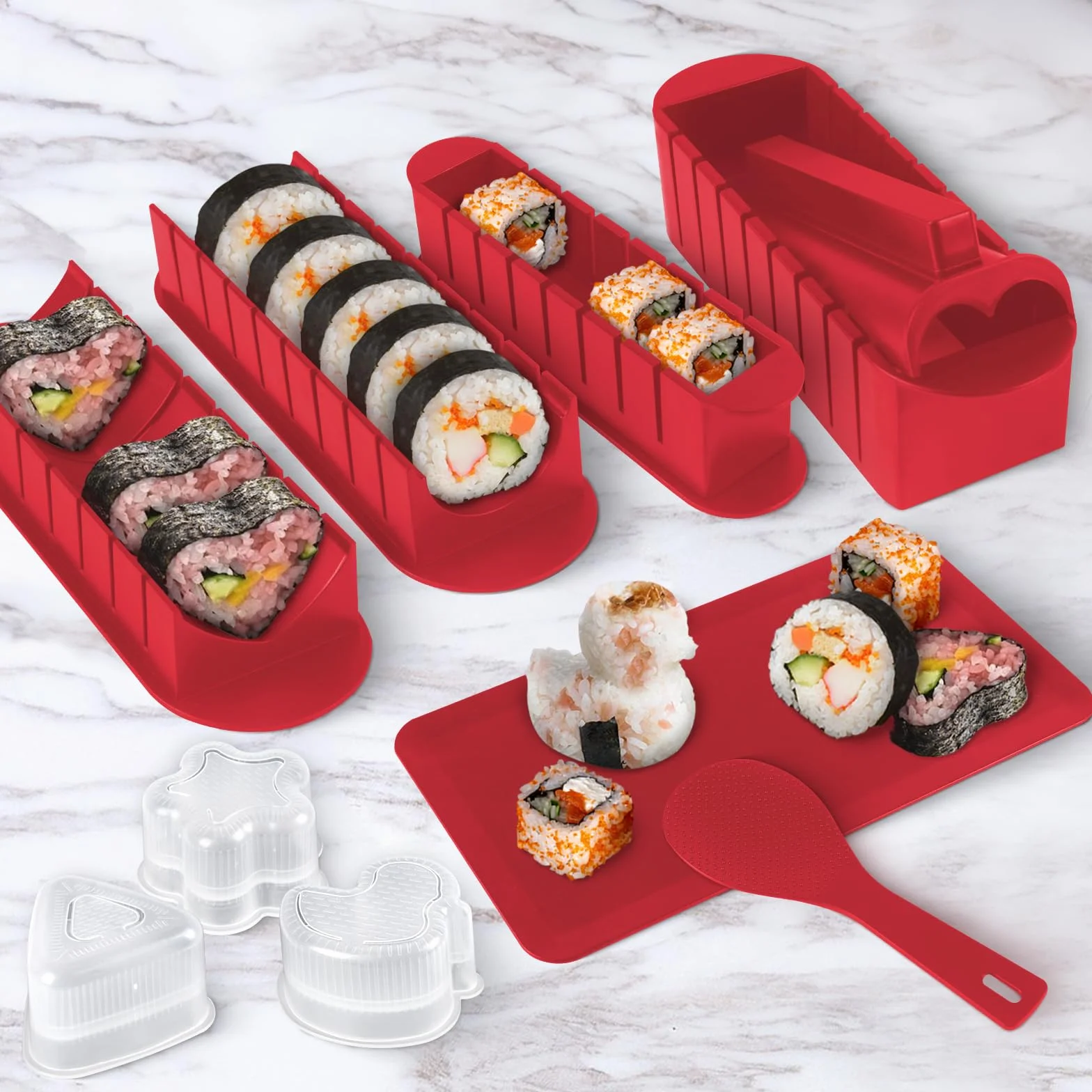 Zestaw talerzy do sushi, 20 artykułów, dla początkujących, do samodzielnego wykonania, mogą być używane jako talerze do sushitów z rolkami ryżu, widelcem, nożem, matą do rolkowania, pałeczkami