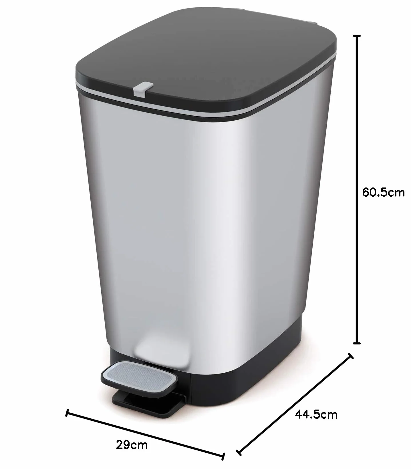 CURVER KIS Chic Bin Style kosz na pedały 45 l srebrny metaliczny 29 x 44,5 x 60,5 cm