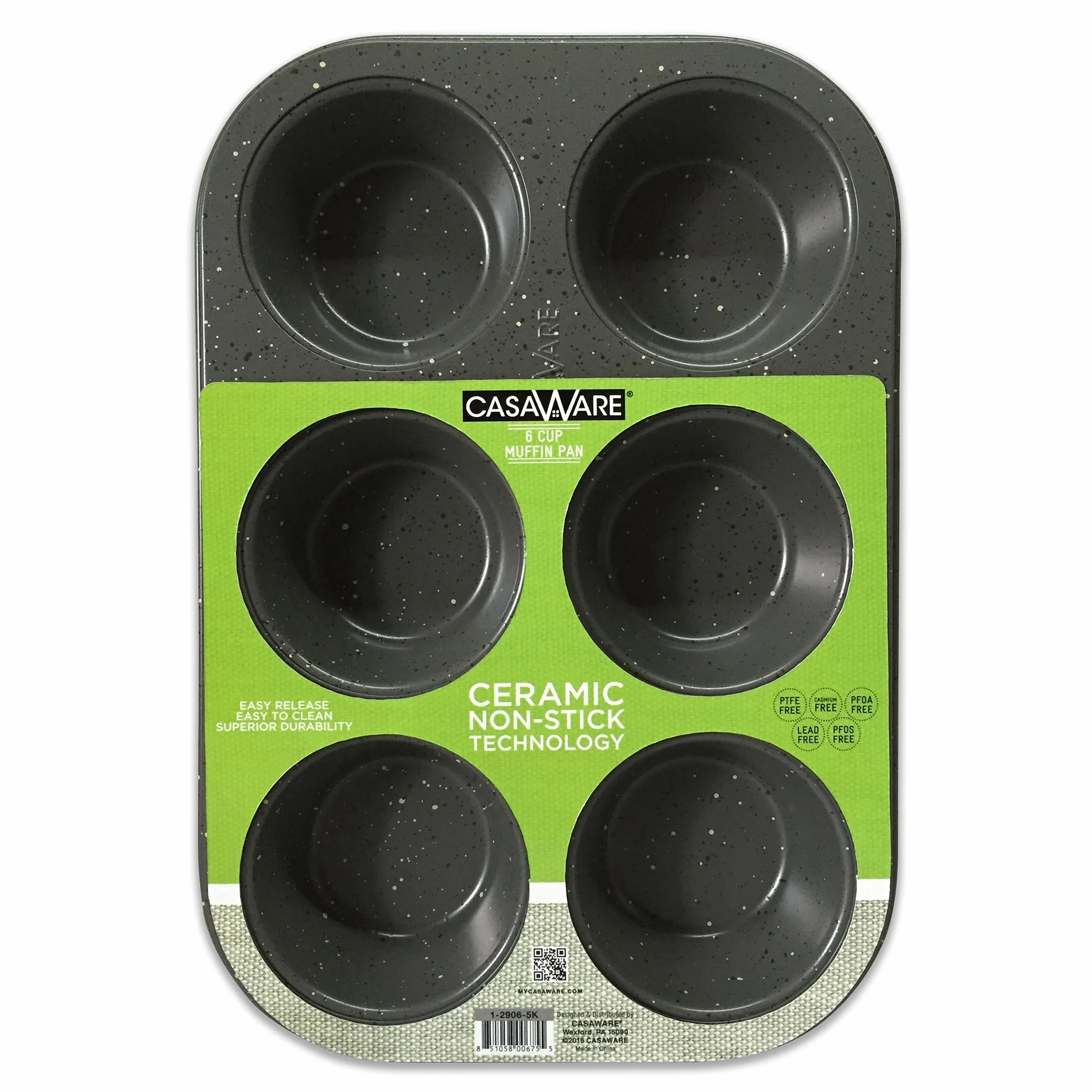 casaWare Toster Piekarnik 6 filiżanek muffinek patelnia nieprzywierająca powłoka ceramiczna (srebrny granit)