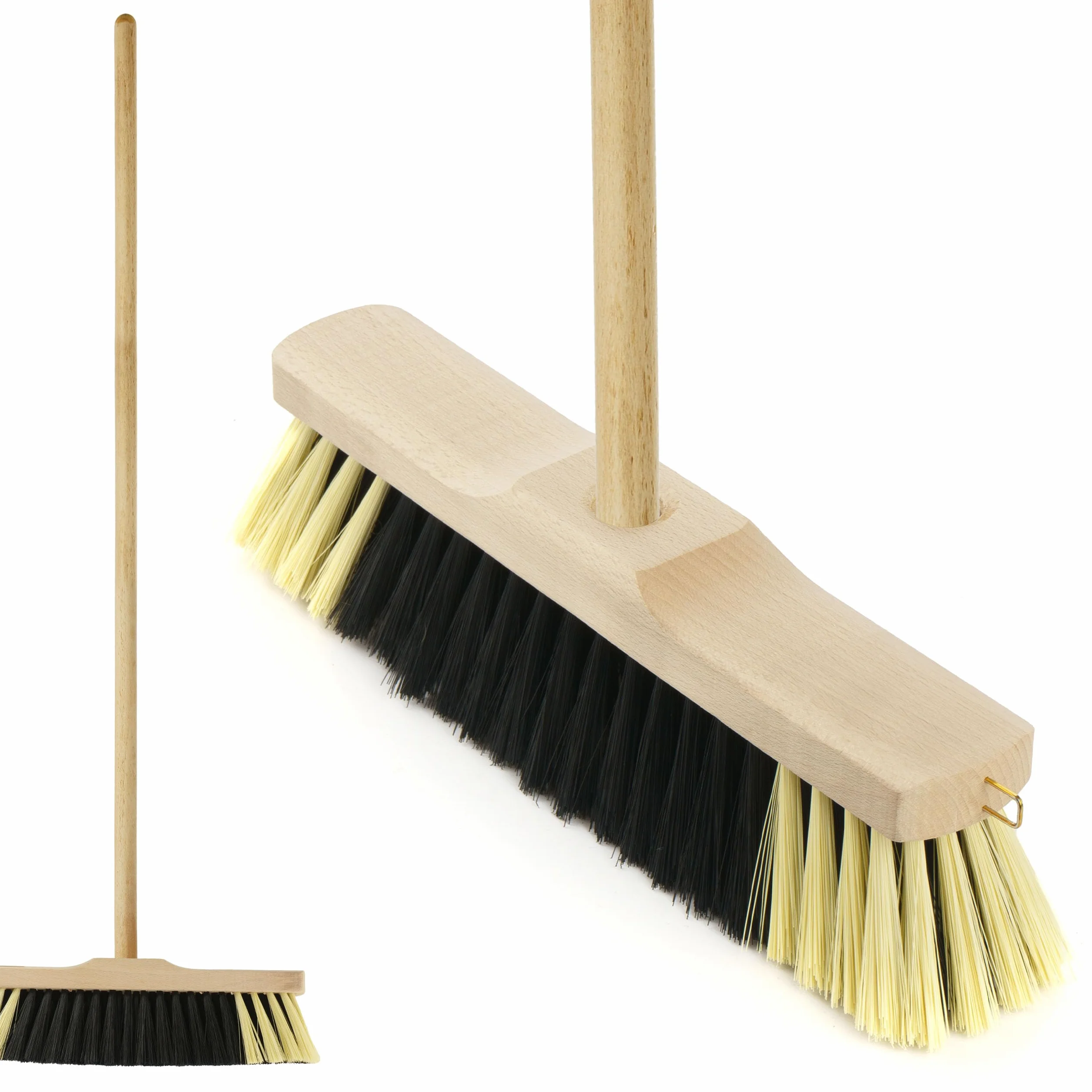 Miotła z Włosia PCV Głowica miotły 40cm Zamiatacz Szczotka do Każdej Powierzchni Oprawa Drewniana Miotła Bez Kija Otwór 1,5cm Odporny na Zniekształcenia i Warunki Atmosferyczne Materiał