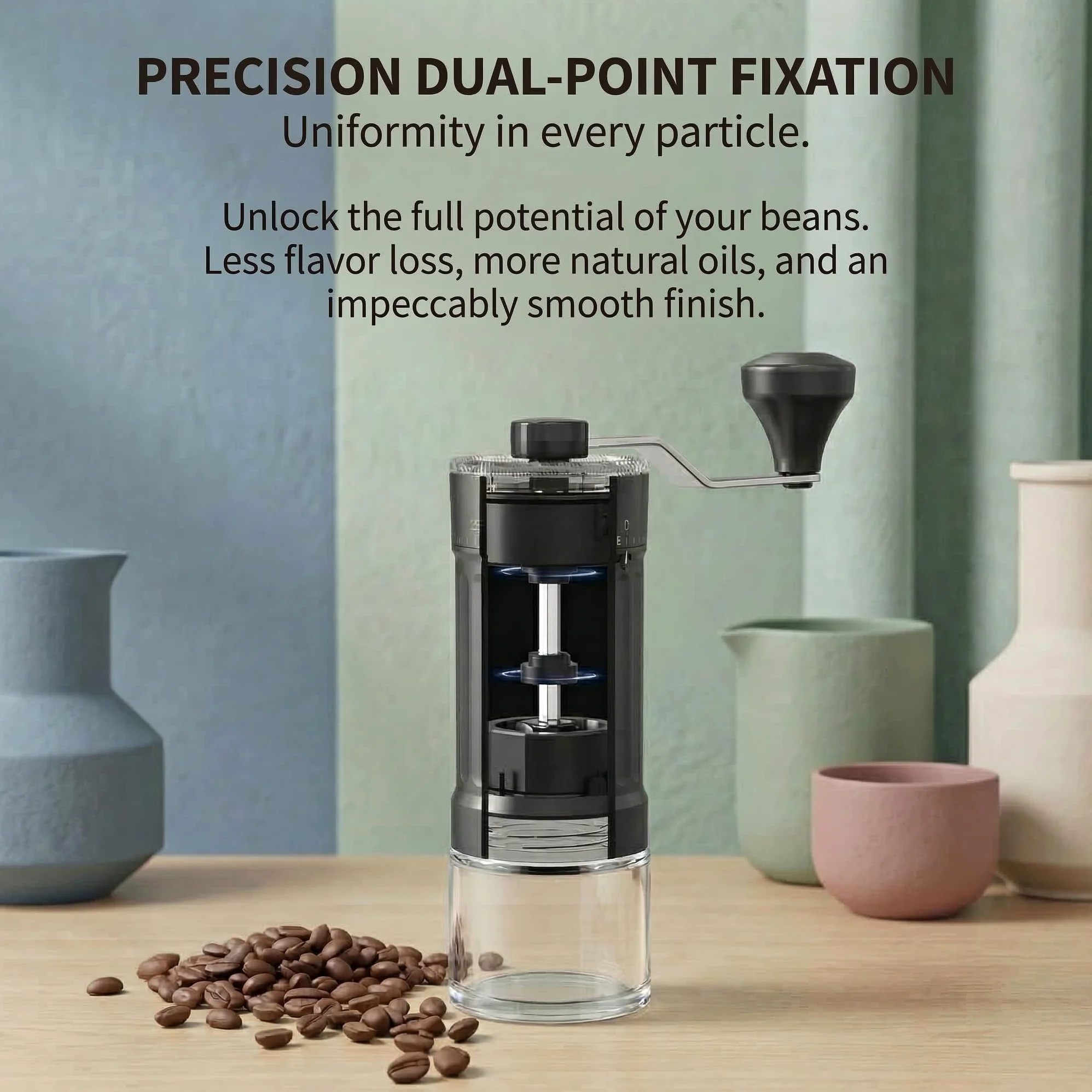Ręczny młynek do kawy zewnętrzny regulowany z precyzyjnym ceramicznym mechanizmem stożkowym, 40-stopniowa regulacja, odpowiedni do aeropress, Pour Over i Moka