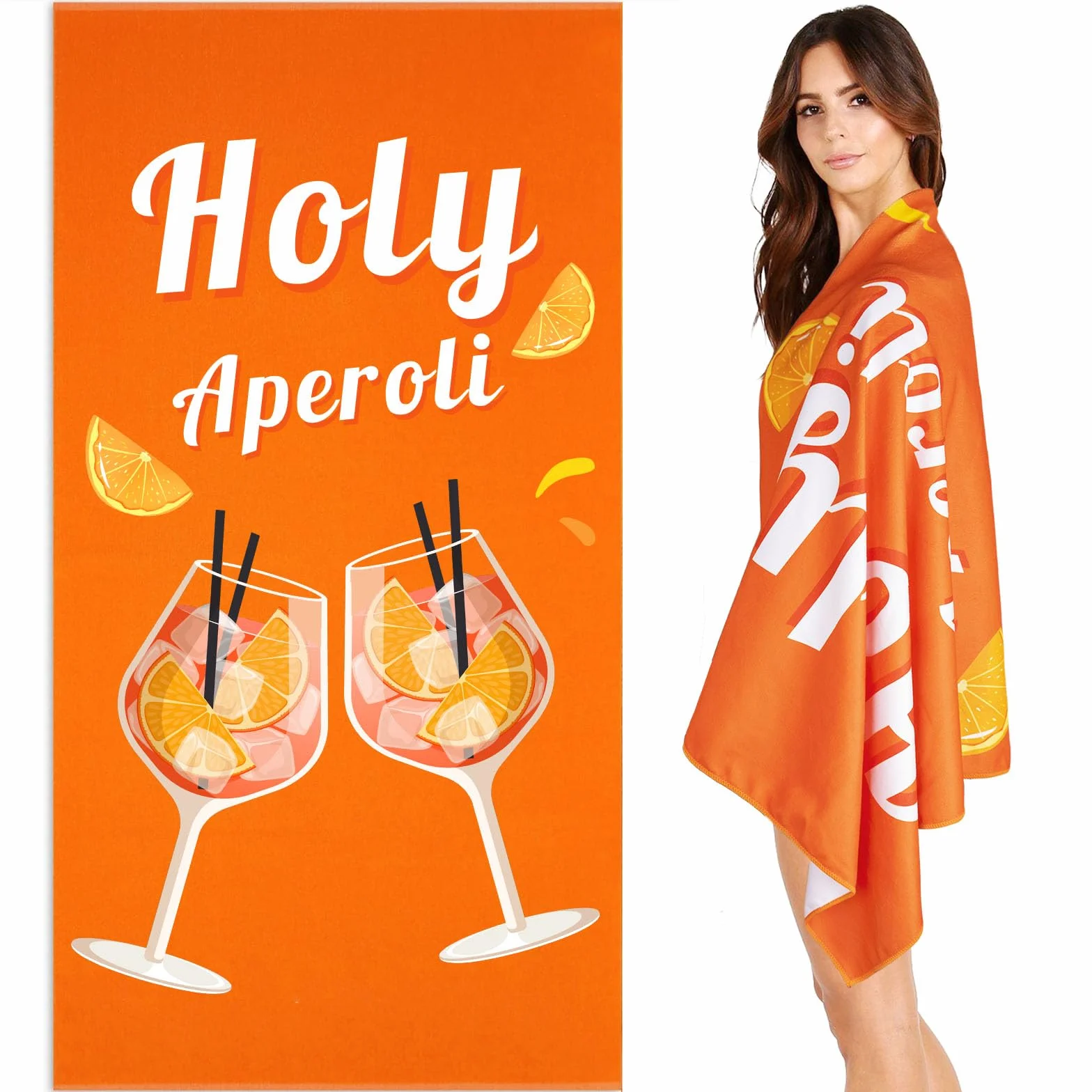 Ręcznik plażowy Aperol, Prezent AperolSpritz, Ręcznik plażowy z mikrofibry Lekki i miękki, Ręcznik plażowy dla mężczyzn i kobiet, Pomysły na prezent dla fanów Aperol (70 x 140cm) (Aperol)