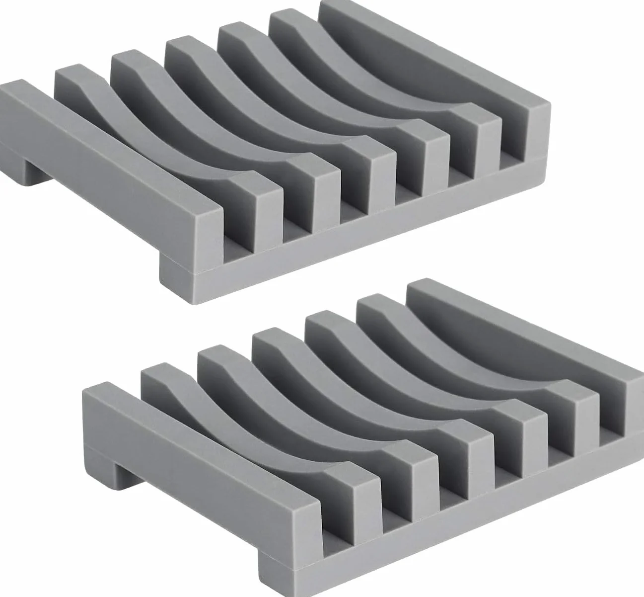 Topsky Silikonowa Mydelniczka z Samoczyszczącą Drenażem, Szary - 2-pack