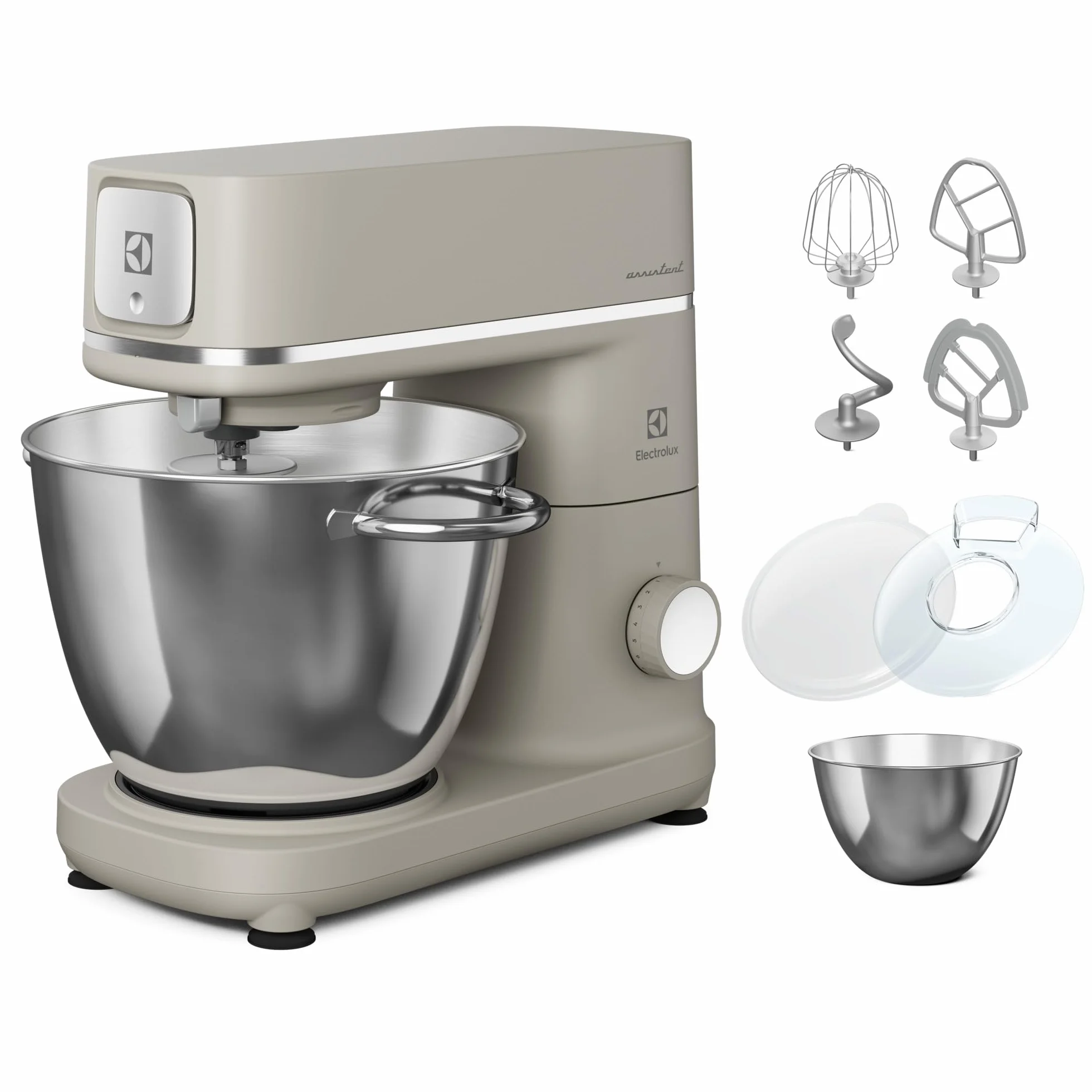 Electrolux Assistent Robot Kuchenny 700 E6KM1-4PPT, Dwie duże misy o pojemności 6 i 4 L, Pokrywa PerfectRiseLid, Funkcjonalna lampa LED, Monitorowanie mieszanki, 50W, Platynowa Perła