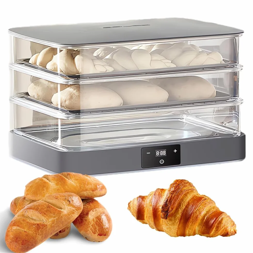 Pudełko do pieczenia chleba, ciasto z podgrzewaczem, regulowana temperatura 20-45°C i timer 24h, idealne do chleba, jogurtu, przyrządzania natto
