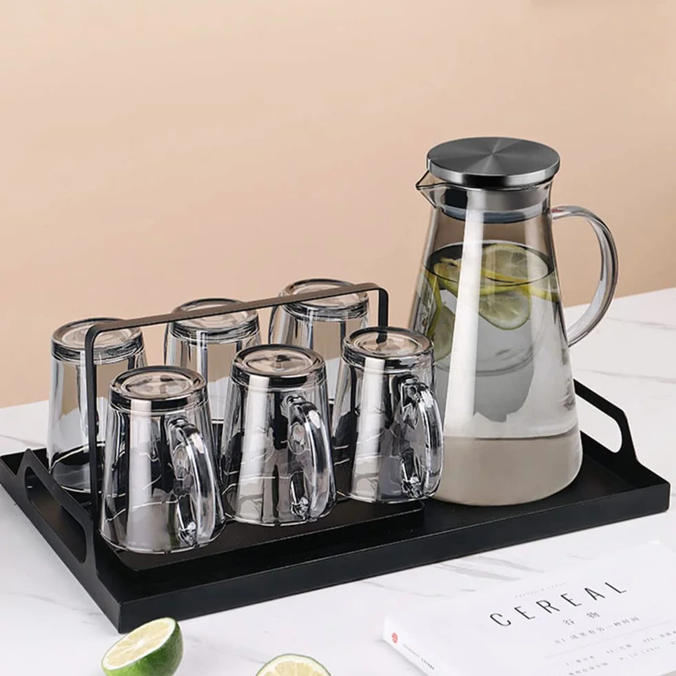 Szklane kubki do kawy zestaw 6 sztuk, kubki do kawy ze szkła borokrzemowego, 300 ml, zestaw bezołowiowych szklanek do picia, filiżanki do herbaty premium z uchwytem, prezenty do kawy espresso