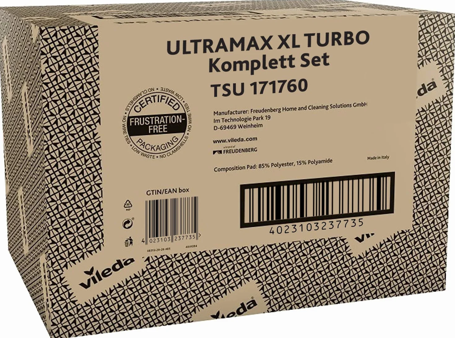 Vileda Ultramax Xl Turbo Box Zestaw Mop i Wiadro, Czarny/Czerwony, XL