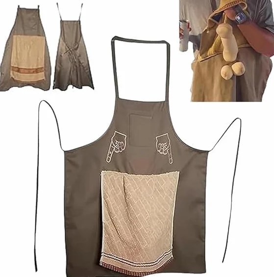 Chef's Prank Apron, Works Apron for Prank Adult Hilarious Creative Prank Aprons, humorystyczny fartuch szefa kuchni, fantazyjny fartuch, niespodzianka ukrywanie się w kieszeni śmieszne prezenty