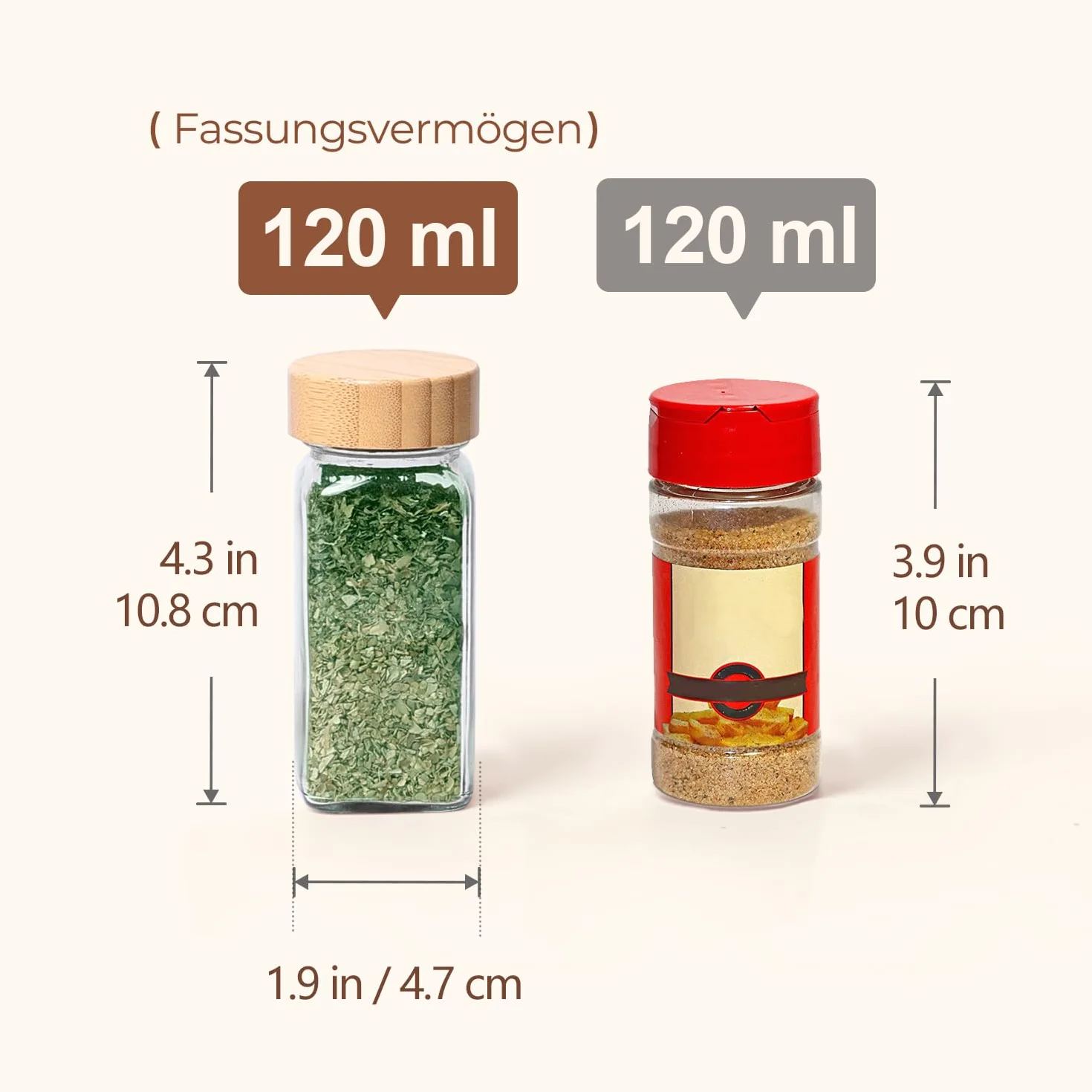 ComSaf pojemniki na przyprawy do kuchni 120 ml zestaw 24 sztuki, szklane słoiczki na przyprawy dla rodzin i osób często gotujących, odpowiednie do szuflad i szafek dla codziennego porządku