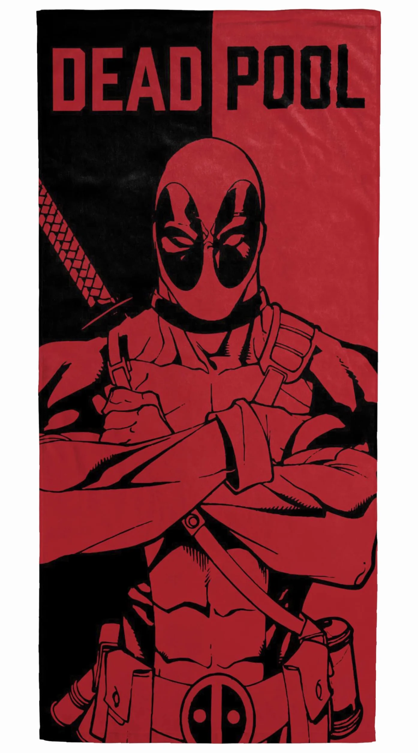 Jay Franco Marvel Deadpool ręcznik kąpielowy 71 cm x 147 cm czerwono-czarny