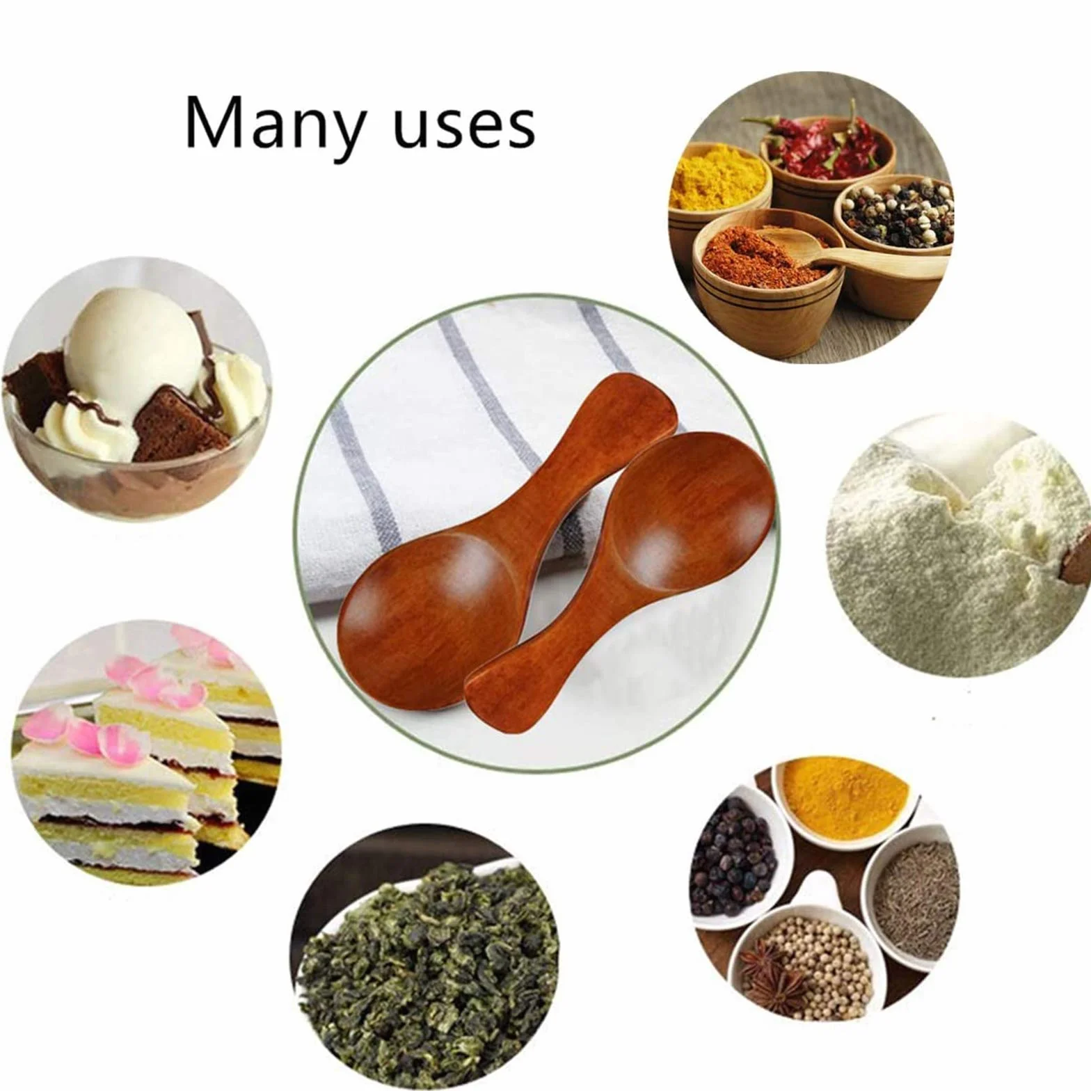 Dulau 6 sztuk mini łyżeczek drewnianych z krótką rączką, mała łyżka do soli do kąpieli, mała łyżka do małych słoików na dżemy, przypraw, cukru, kawy, herbaty, słodyczy.