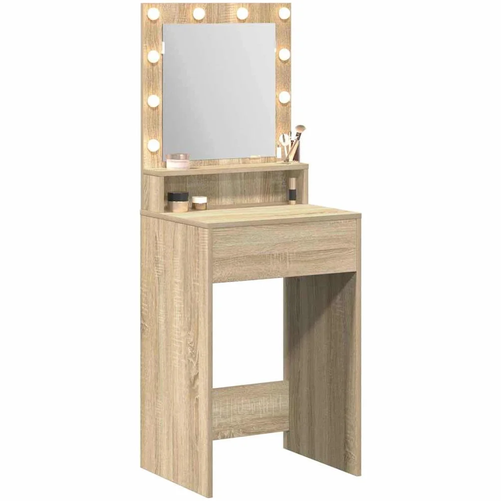 vidaXL Toaletka z lampkami LED w Sonoma Oak, 50x41x135 cm