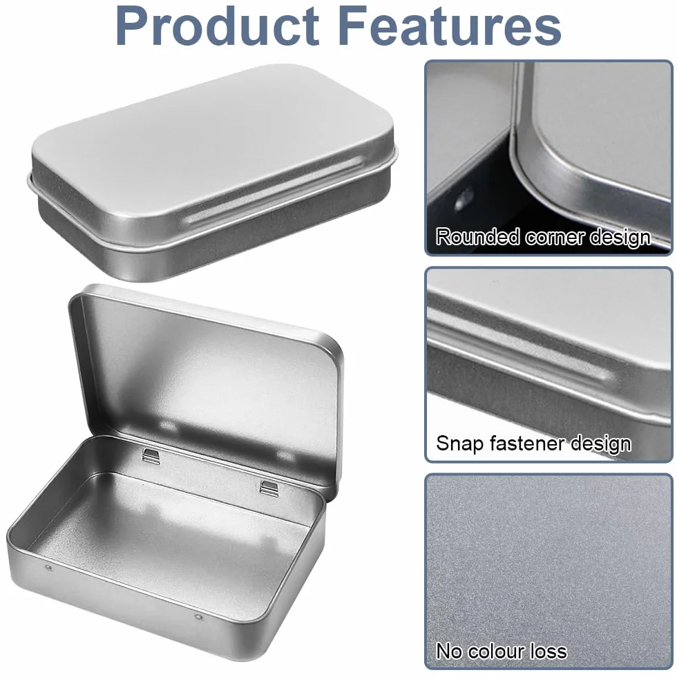 Metalowe pojemniki na żywność z zawiesami 6 sztuk 9,5 x 6 x 2 cm prostokątne