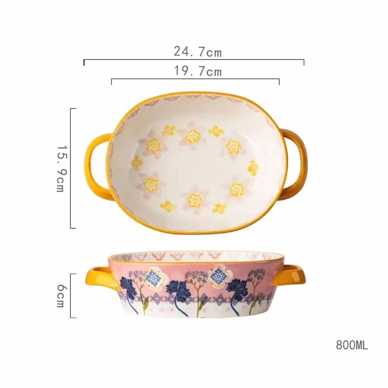 Lasagne Patelnie Ceramiczne Kreatywne Podszkliwne Kolorowe Naczynia Odporne Na Wysokie Temperatury Blacha Do Pieczenia Talerz obiadowy Podwójne Ucho Talerz Na Owoce Do Pieczenia Ciasta Domowe Do