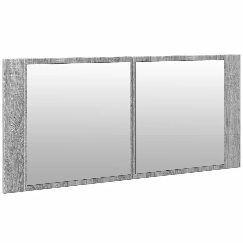 Szafki i przechowywanie – szafka łazienkowa LED z lustrem szara Sonoma 100 x 12 x 45 cm
