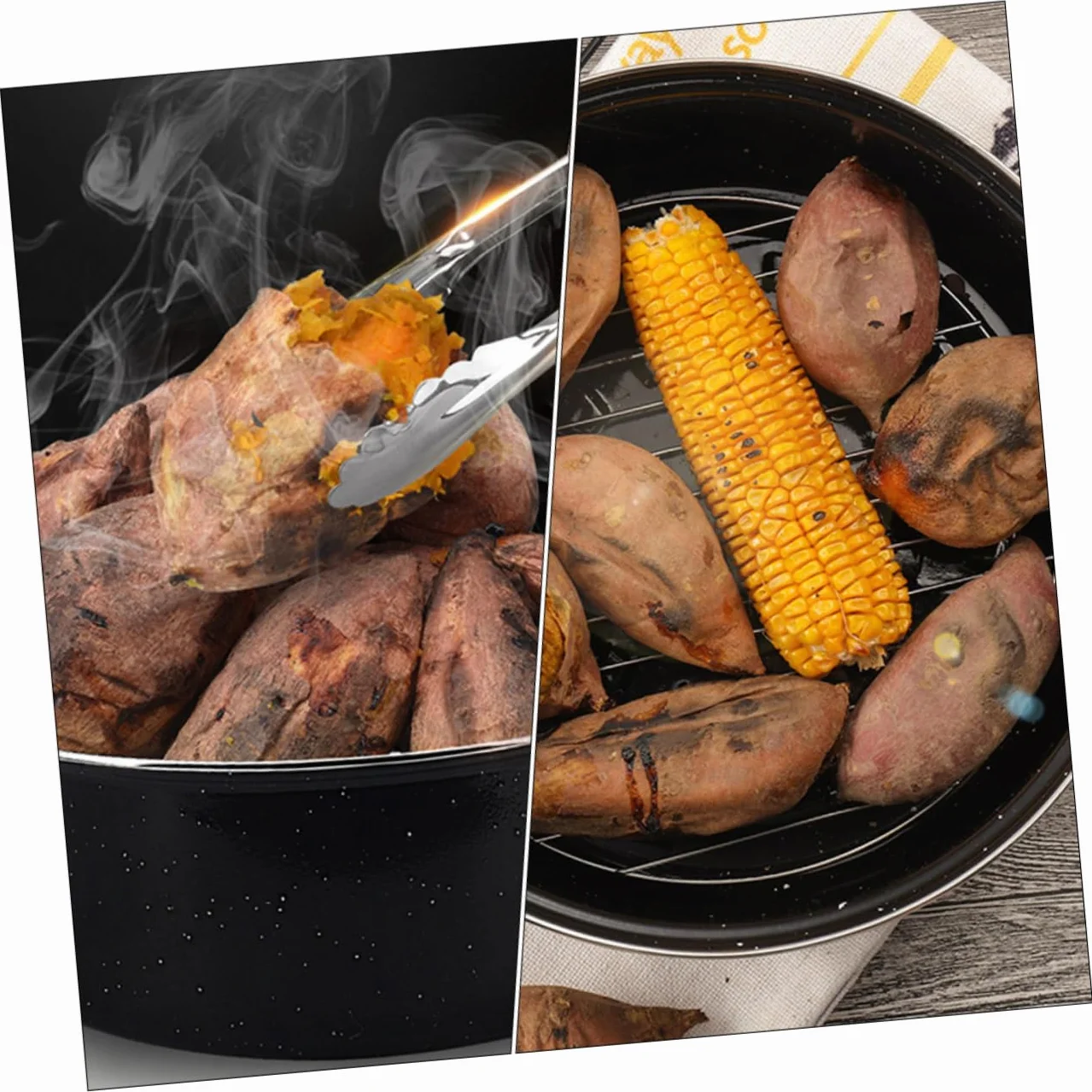1zestaw Sztuka Wielofunkcyjny Garnek Do Pieczenia Ziemniaków Słodkich i Kasztanów z Odpływem Spalin Idealny Do Pieczenia Kurczaka i Warzyw Domu