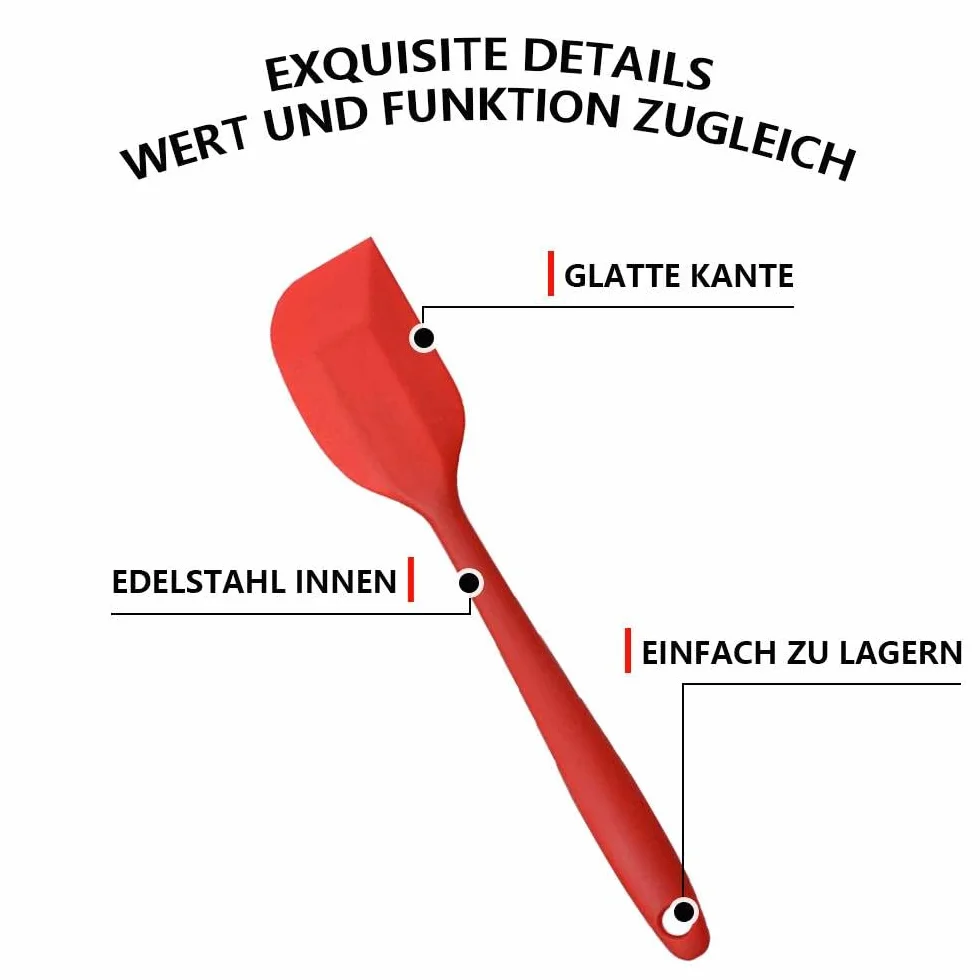 Dreamil Silikonowa łopatka do ciasta, zestaw 5 sztuk, odporne na wysokie temperatury, do 500°C, wielokolorowa, do pieczenia, gotowania, silikonowych przyborów kuchennych (21 cm)