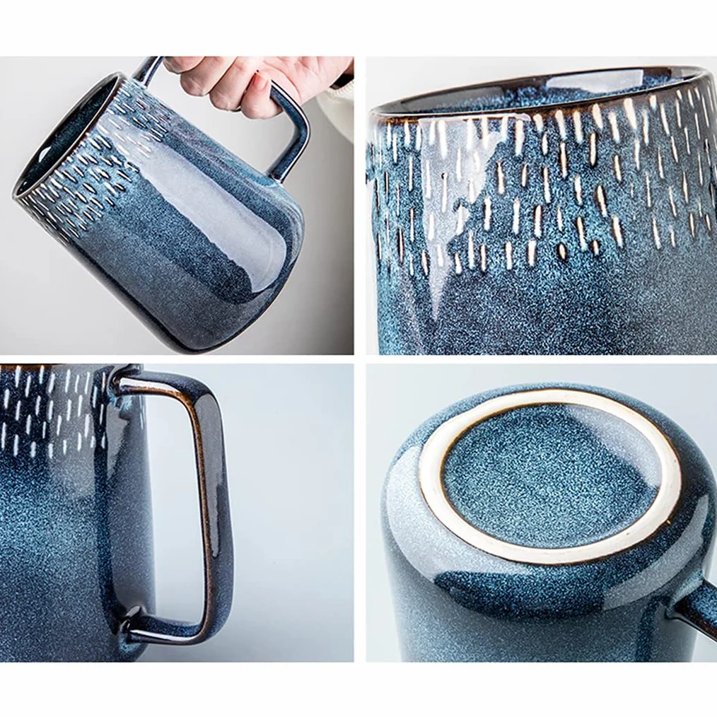 Duże ceramiczne kubki do kawy z pokrywką i chochlą, kubki do kawy z dużym uchwytem, bardzo duży kubek do herbaty i kawy do biura i domu, prezenty dla mężczyzny, kobiety, taty i mamy, kuchenka mikrofalowa C-700 ml