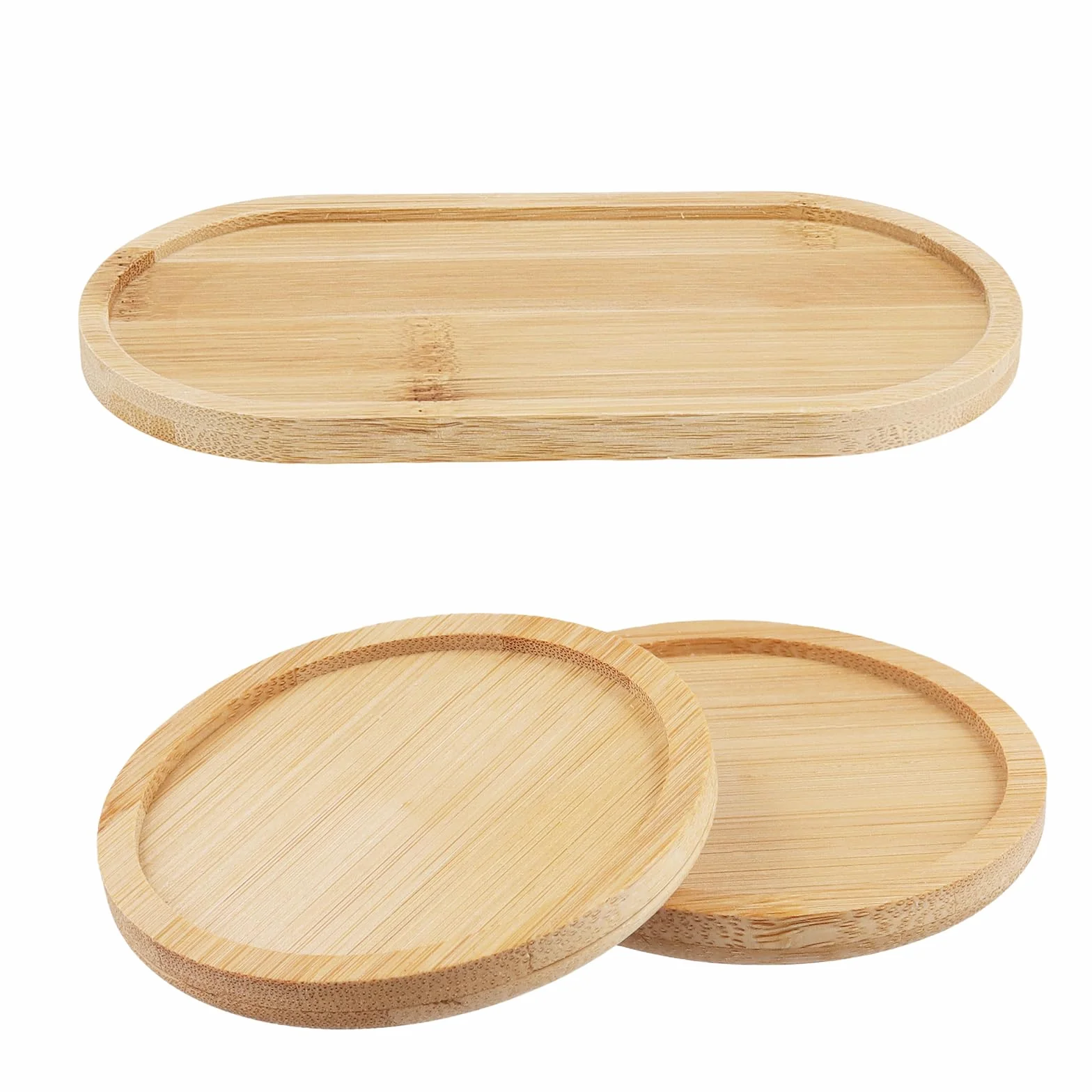 Zestaw 20 dekoracyjnych drewnianych podstawek, 10 cm, okrągłe i bambusowe, owalne, 17,5 x 8,8 cm, małe drewniane podstawki na szklanki, napoje, kubki, talerze pod świece