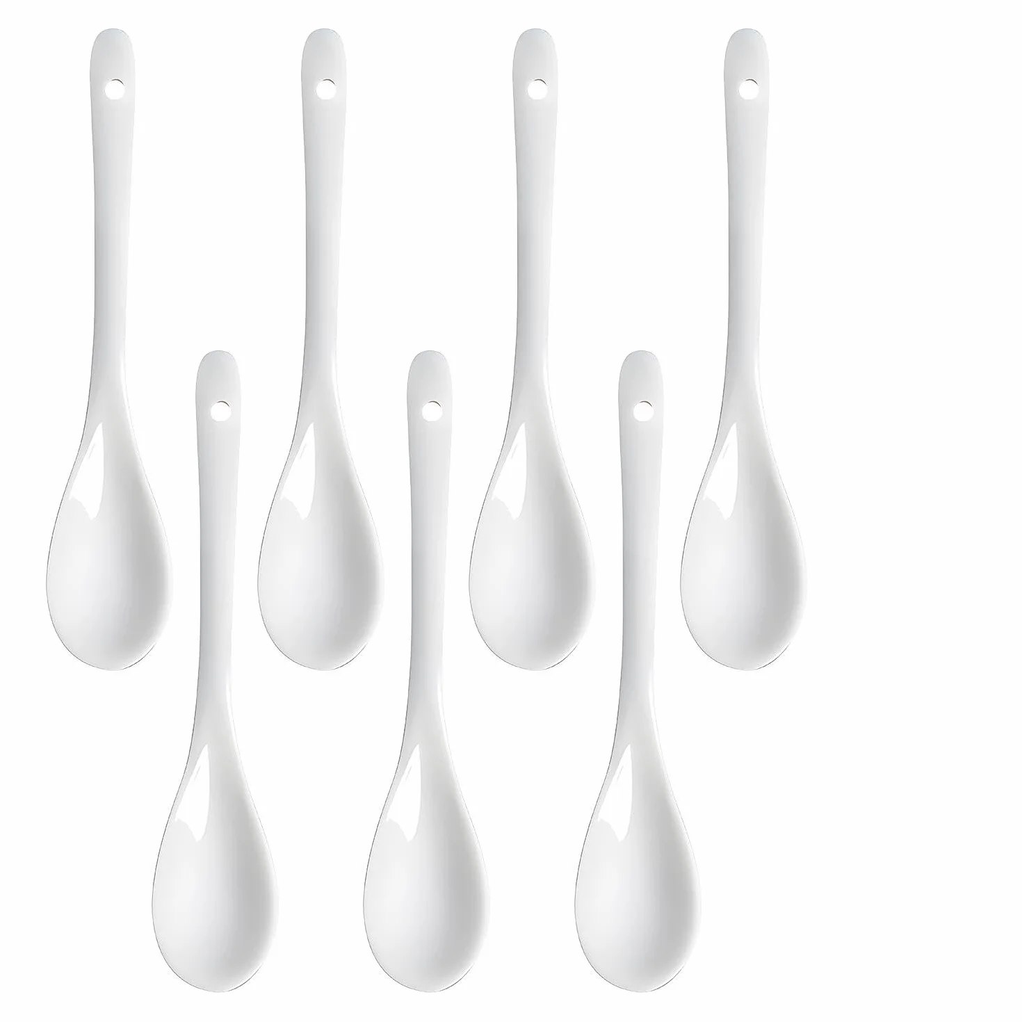 7 sztuk porcelanowych łyżeczek do jajek, 13 x 2,5 cm łyżka do zupy łyżeczka do kawy łyżeczka ceramiczna łyżeczka porcelanowa łyżeczka z długim uchwytem łyżka jadalna Wszechstronne łyżeczki do herbaty