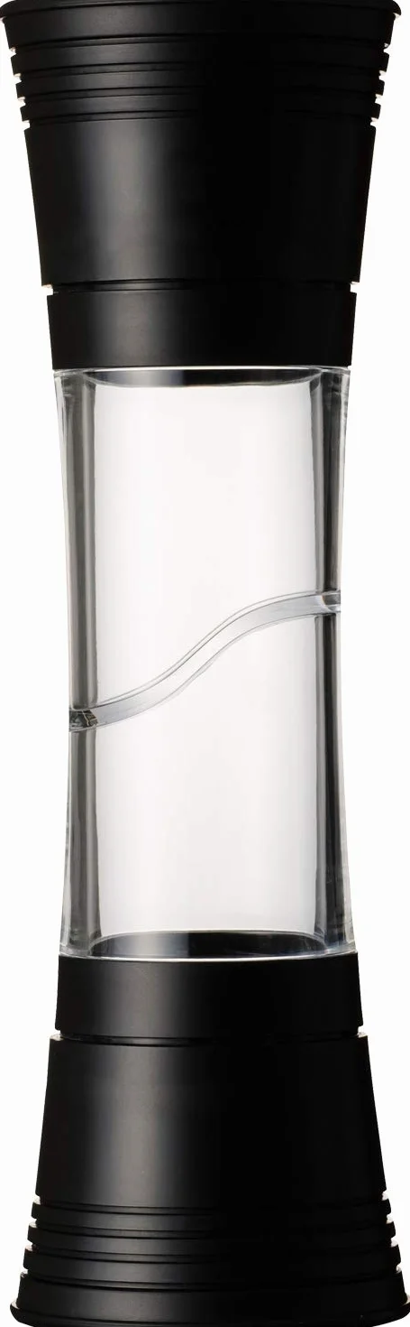 Podwójny młynek Kyocera z 2 młynkami ceramicznymi, regulowany od grubego do drobnego, pojemnik akrylowy, CM-25D-BK