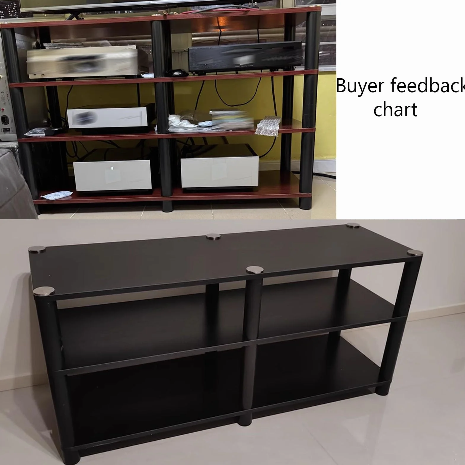 Szafka HiFi o, narożny stojak na koncerty, otwarta półka, stojak na wzmacniacz (naturalny, 1 poziom, 5 cm/4,8 cm) - idealny do kina domowego i systemów dźwiękowych
