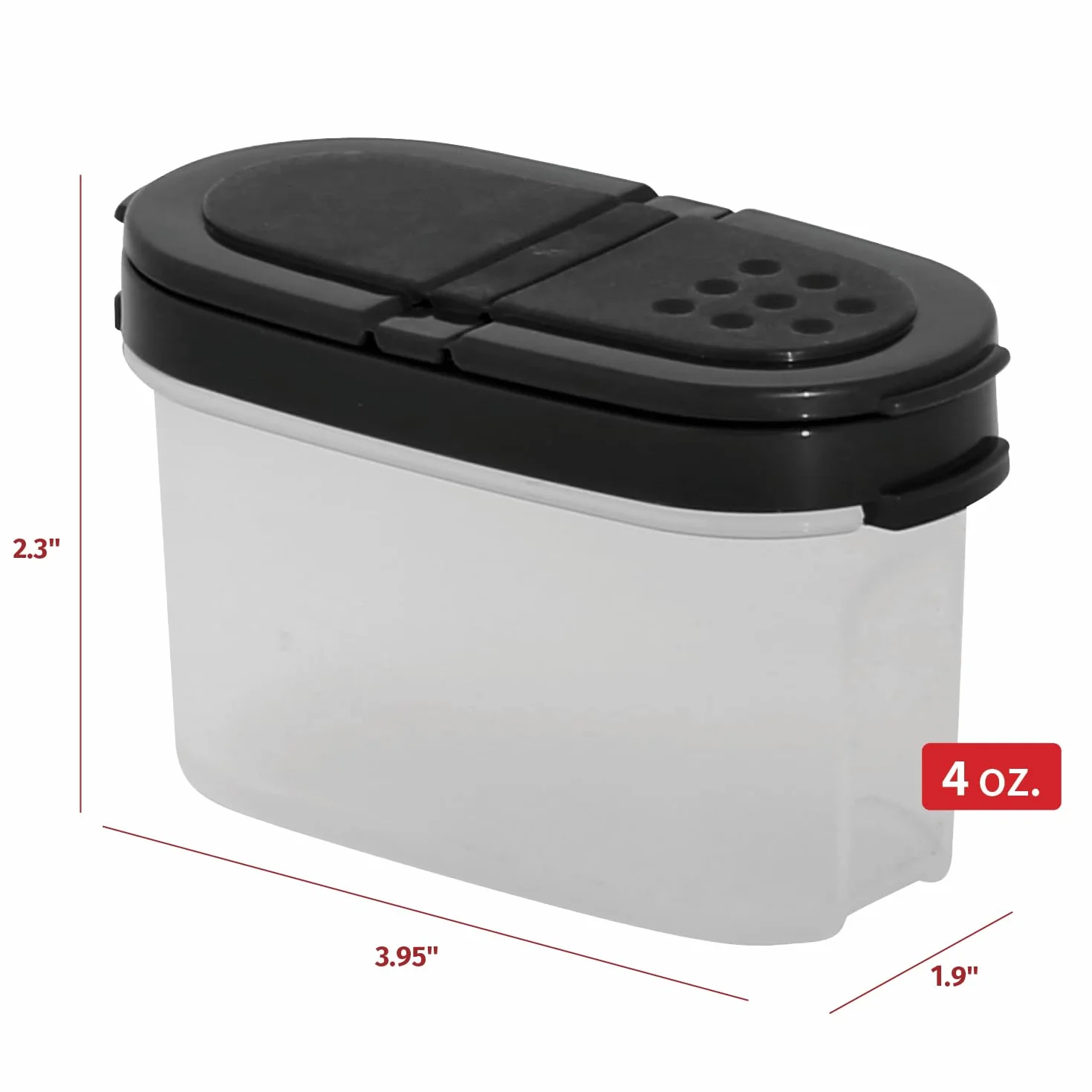 SIGNORA WARE Plastikowe pojemniki na przyprawy – zestaw 4 mini słoików na przyprawy do przechowywania przypraw, ziół, marynaty, cukru, soli, pieprzu – hermetyczne małe słoiki na przyprawy z 2