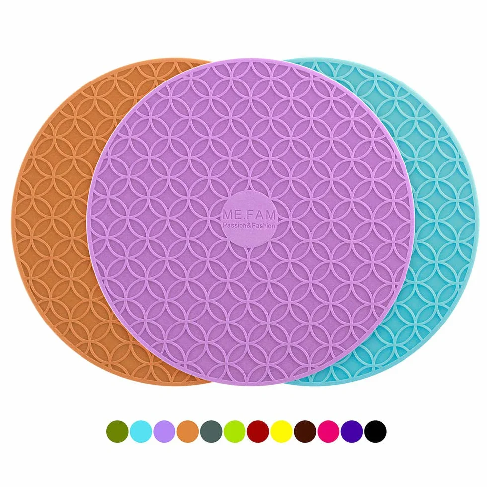 Podkładki silikonowe, Podkładki silikonowe pod garnki miski na stół izolacyjne - 3 sztuki niebieskie(Placemat 3 Pieces purple)