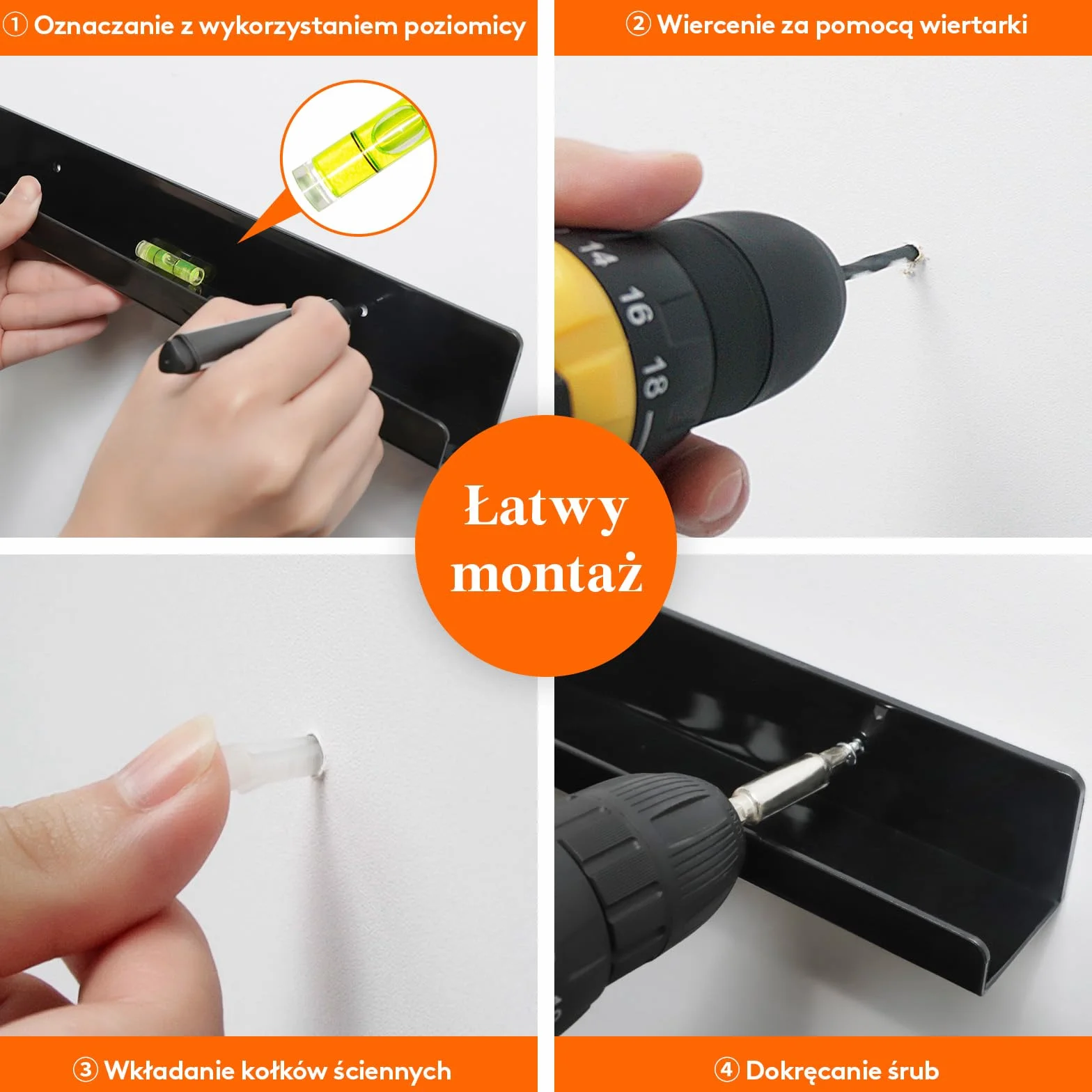 Lifewit Floating Półki na Płyty Winylowe, Pakiet 6 sztuk 12" Półki Ścienne z Czarny Akrylu Dekoracja Pokoju na Książki/Prezentacja Makijażu w Sypialni, Łazience - Przechowywanie i Organizacja