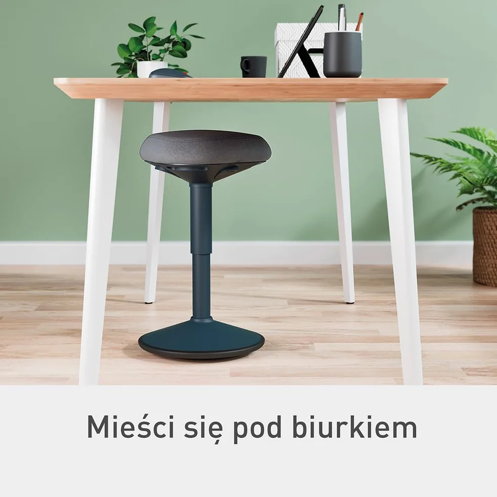 Stołek Leitz Ergo Active z Unikalną Komfortową Poduszką z Pianki o Podwójnej Gęstości, Regulowana Wysokość od 47 do 64cm, Siedzisko w 100% z Recyklingu, Udźwig 110kg, Seria Ergo, Ciemnoszary, 65440089