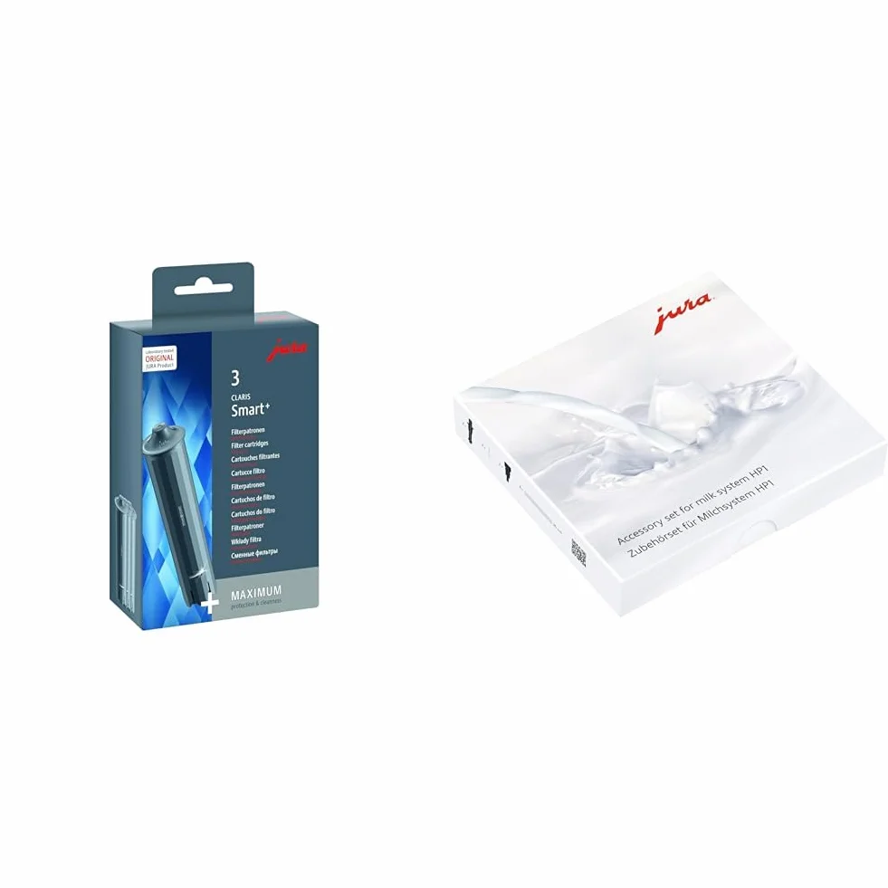 Jura Claris Smart+ Filtr do Wody, Szary, 3 sztuki & Jura Hp1 Zestaw do Systemu Mlecznego, Przezroczysty