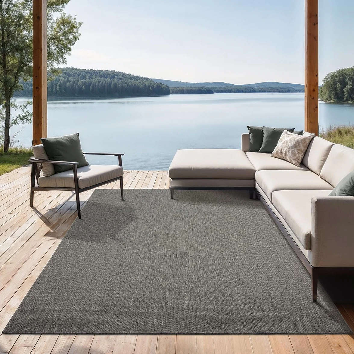 the carpet Mistra - Wytrzymały dywan, nowoczesny, trwały i łatwy w utrzymaniu, do wnętrz i na zewnątrz, salon, idealny do kuchni, Antracytowy, 200 x 280 cm