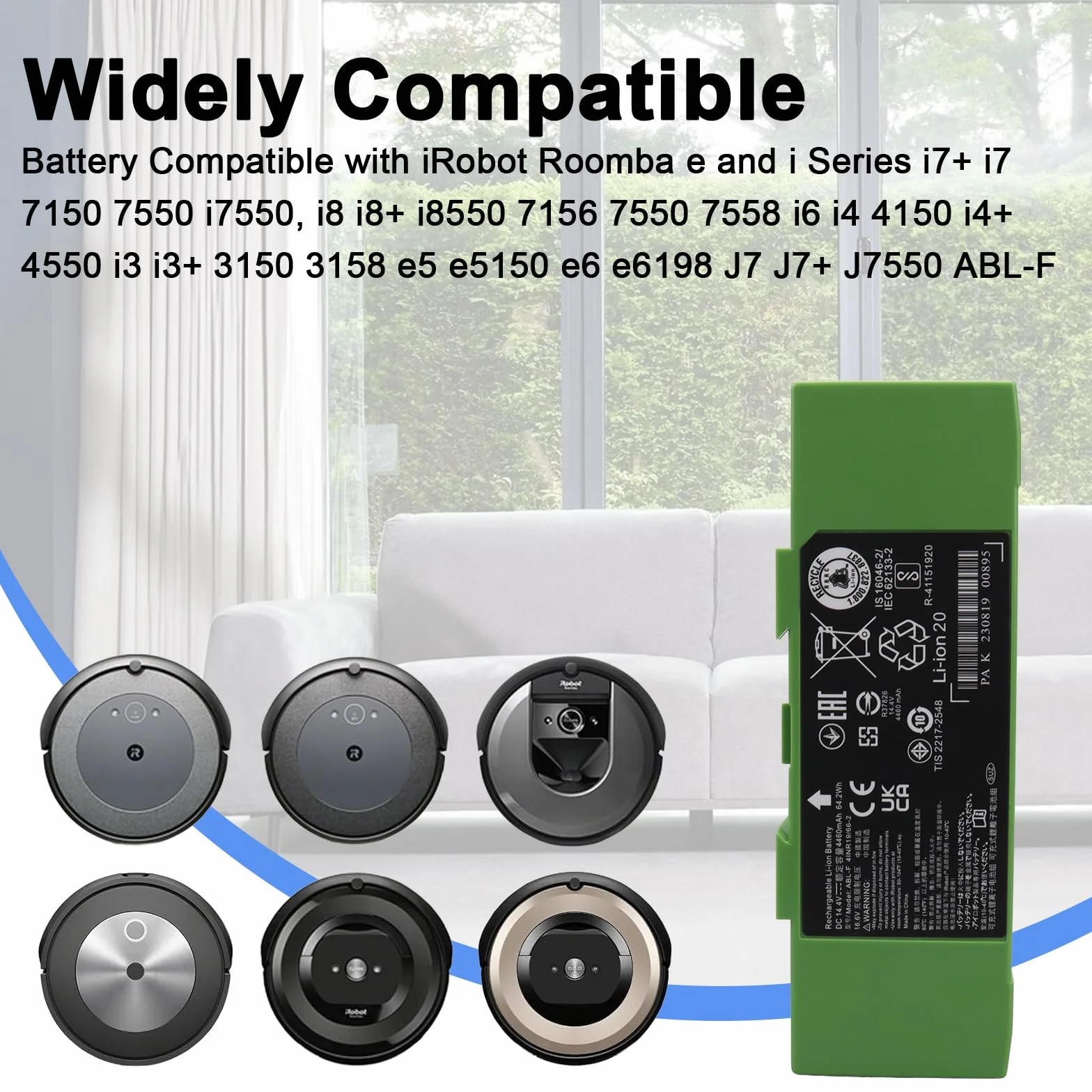 Bateria 14,4 V 4 460 mAh do iRobot Roomba serii e, i7+, i7, i8+, i8, i6, i4, i3, e5, e6, J7